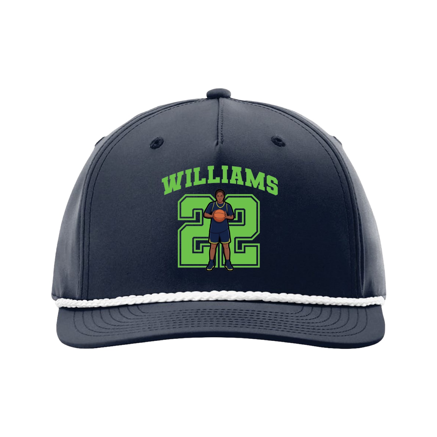 Five-Panel Classic Rope Cap — Number in Navy