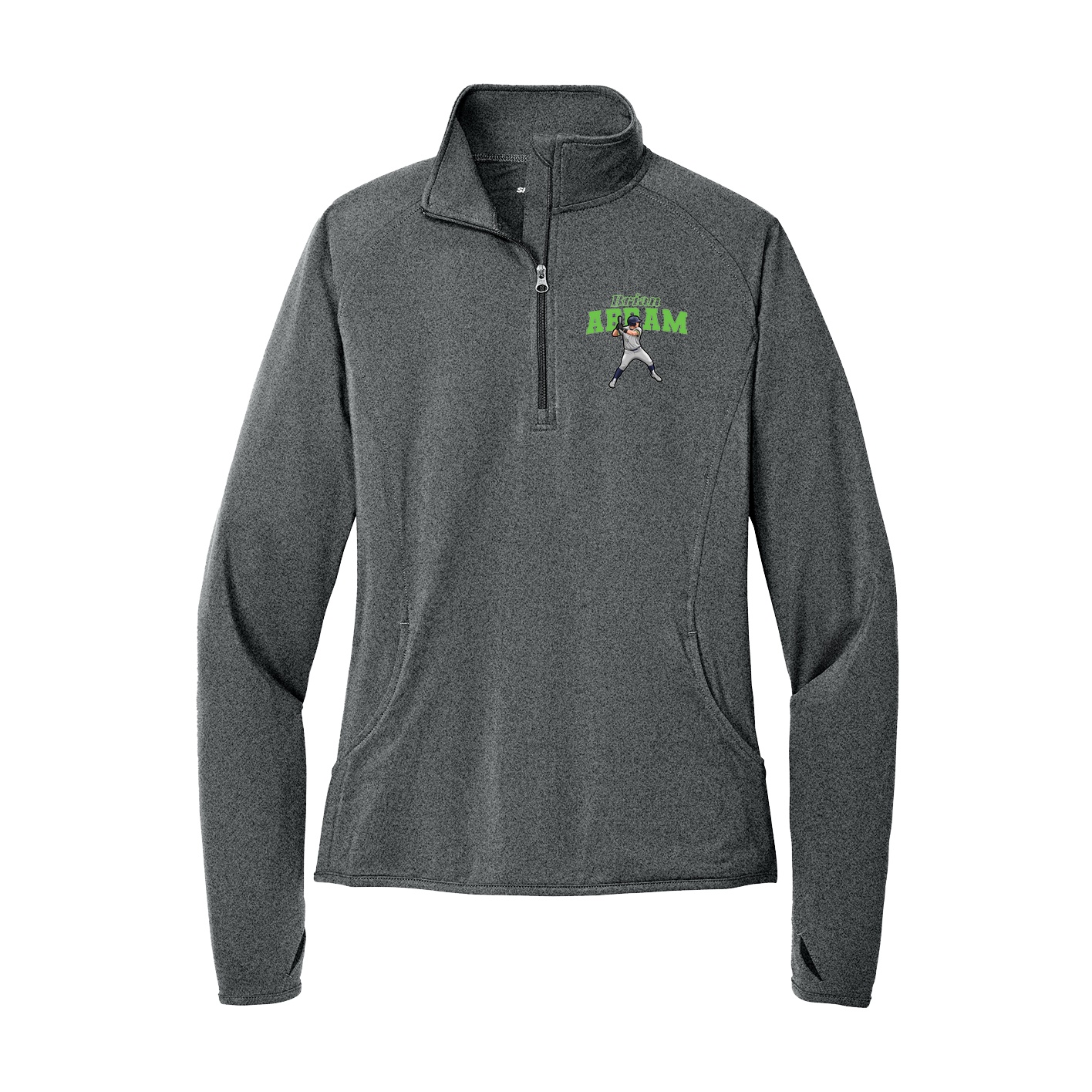 Women's Q-Zip Pullover — Name Arch in Grey
