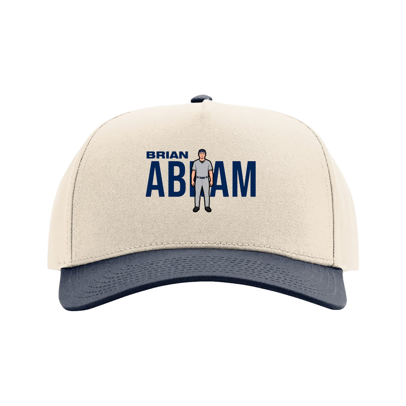Full Fabric Five-Panel Champ Cap — Player Name in Cream/Navy