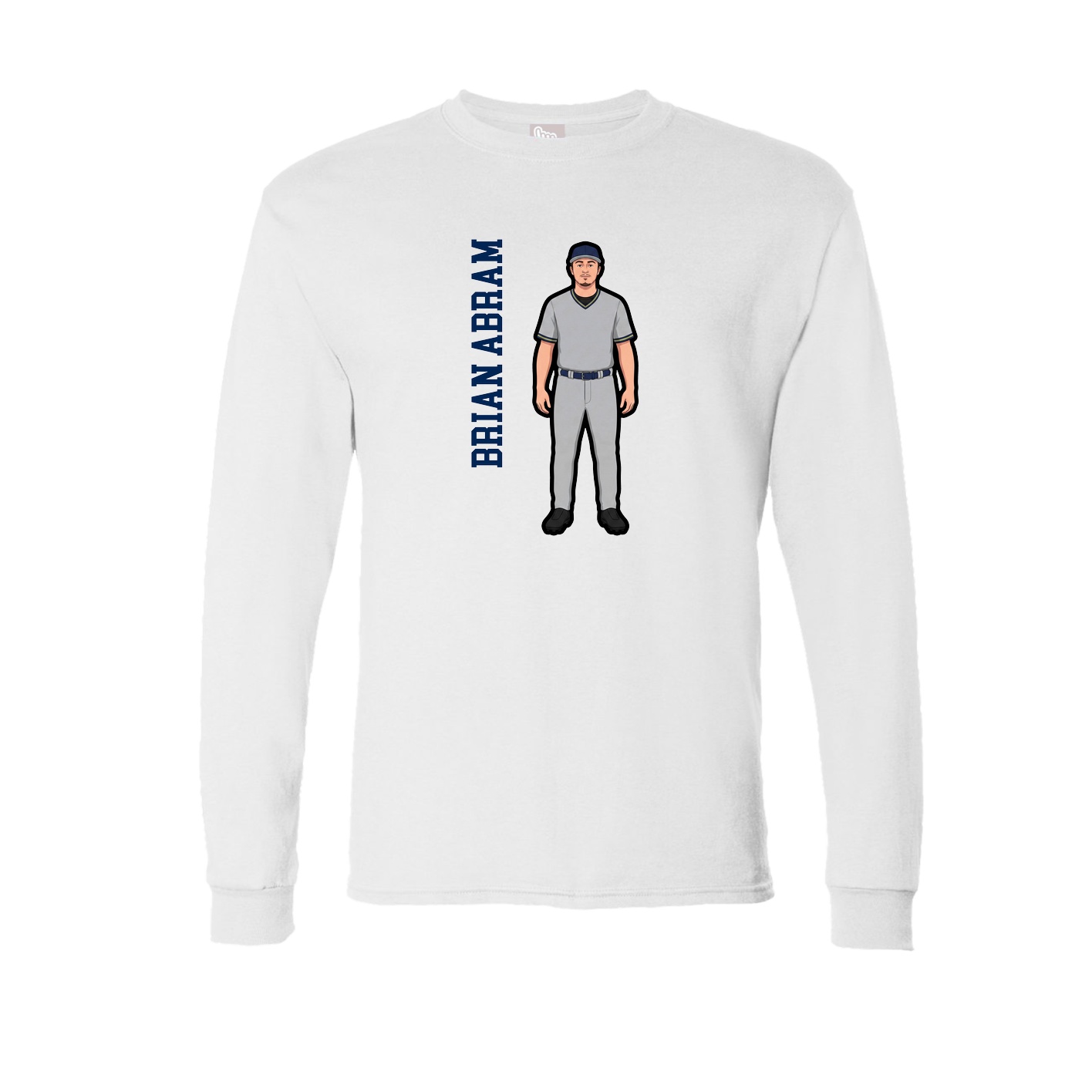 Long Sleeve Tee — Name Vertical in White