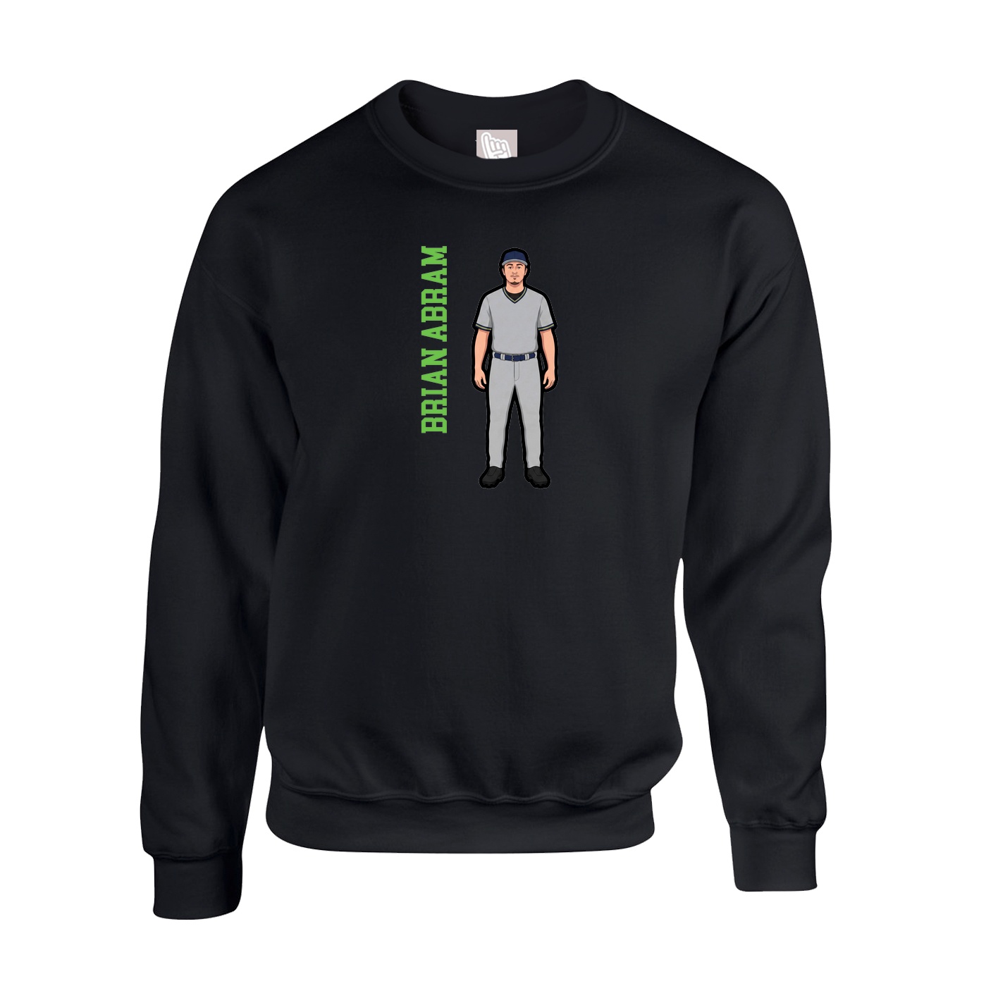Fleece Crew — Name Vertical in Black
