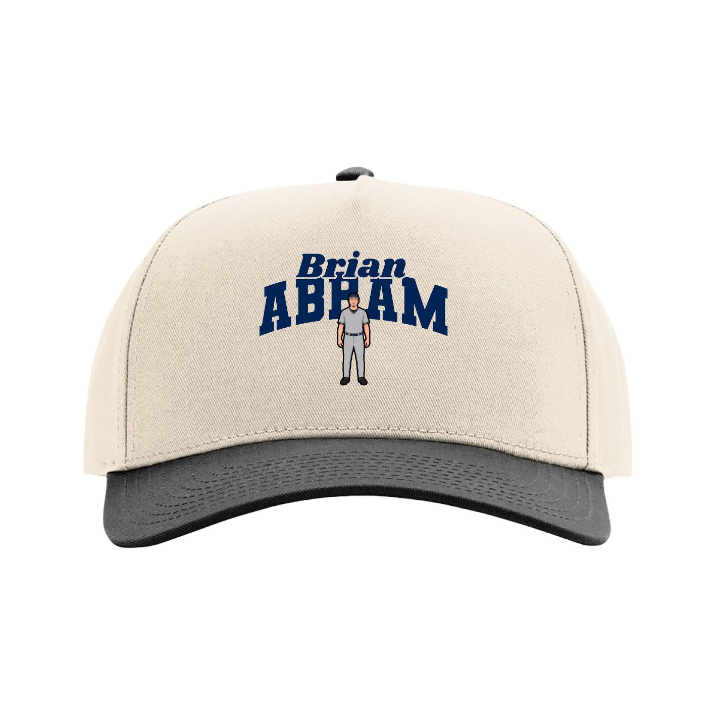 Full Fabric Five-Panel Champ Cap — Signature Arch in Cream/Black