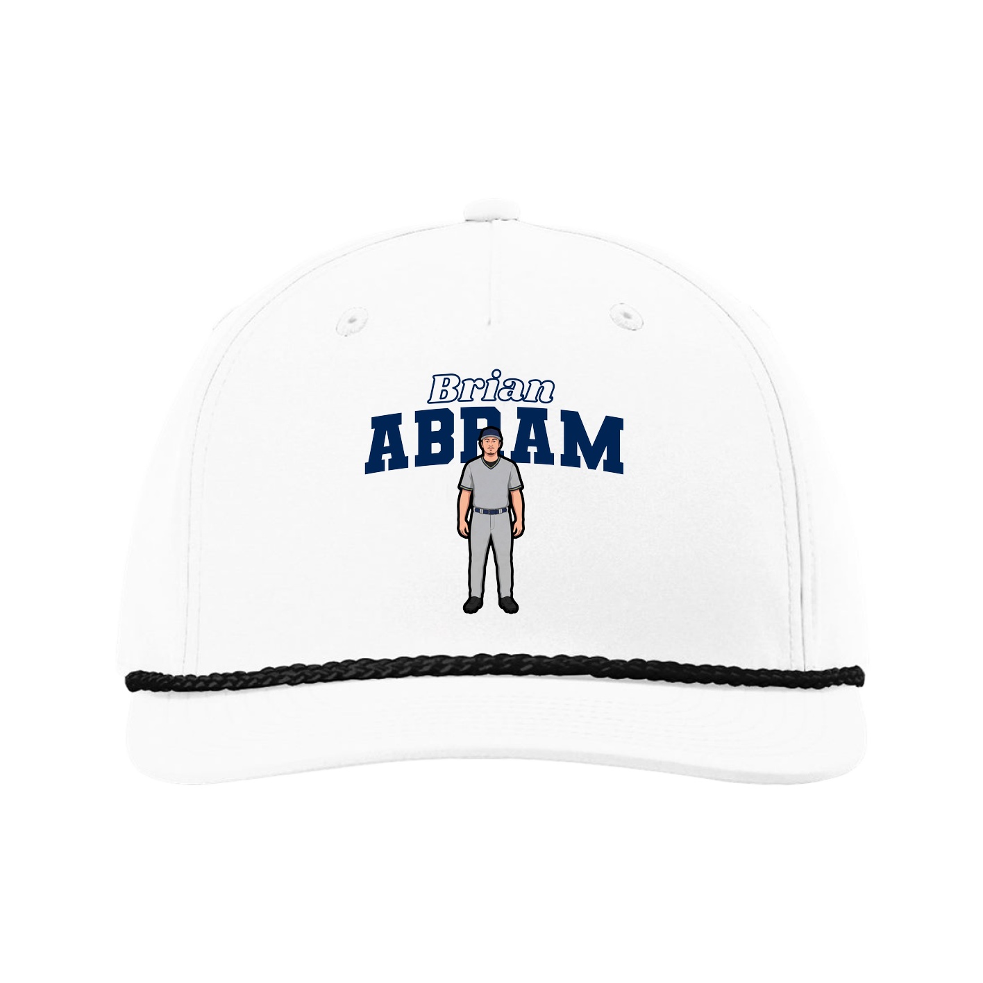 Five-Panel Classic Rope Cap — Name Arch in White
