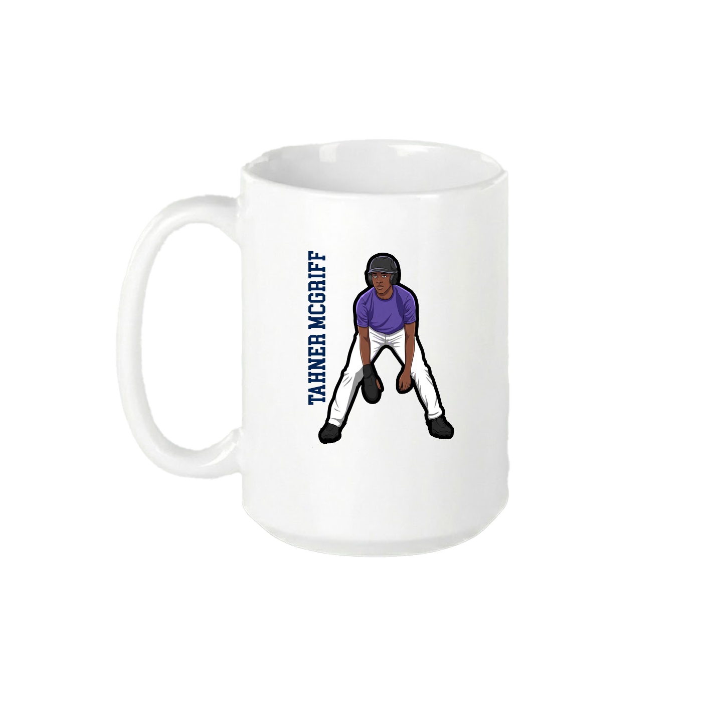 15oz Coffee Mug — Name Vertical in White
