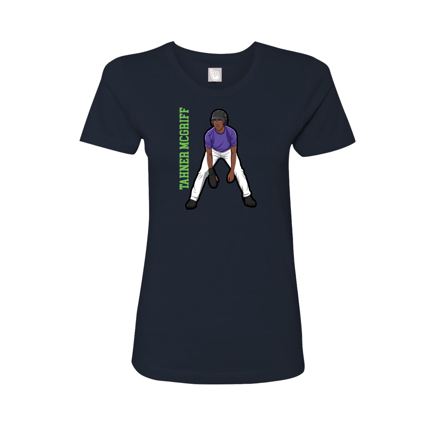 Fitted Women's Tee — Name Vertical in Navy