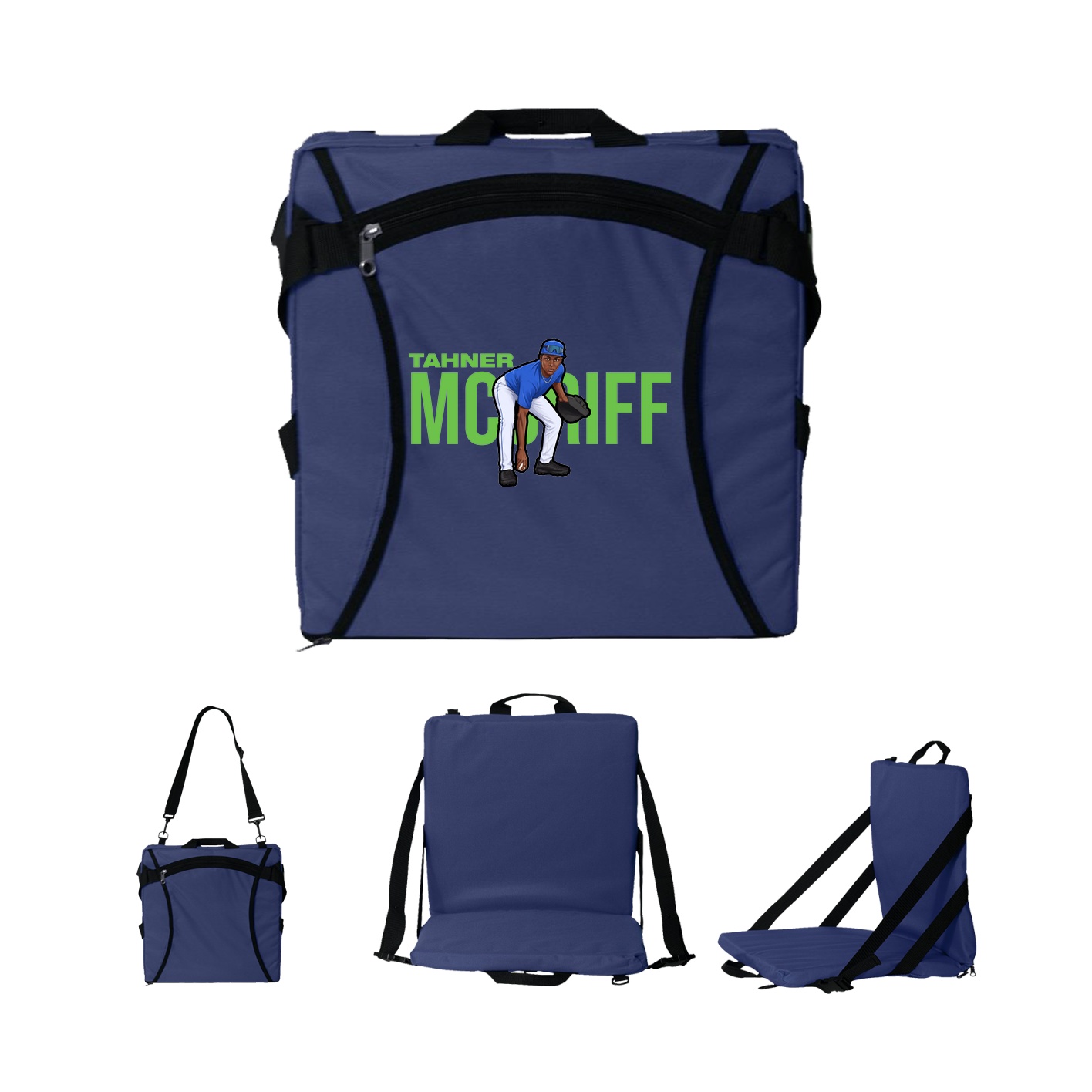 Folding Stadium Seat — Player Name in Navy