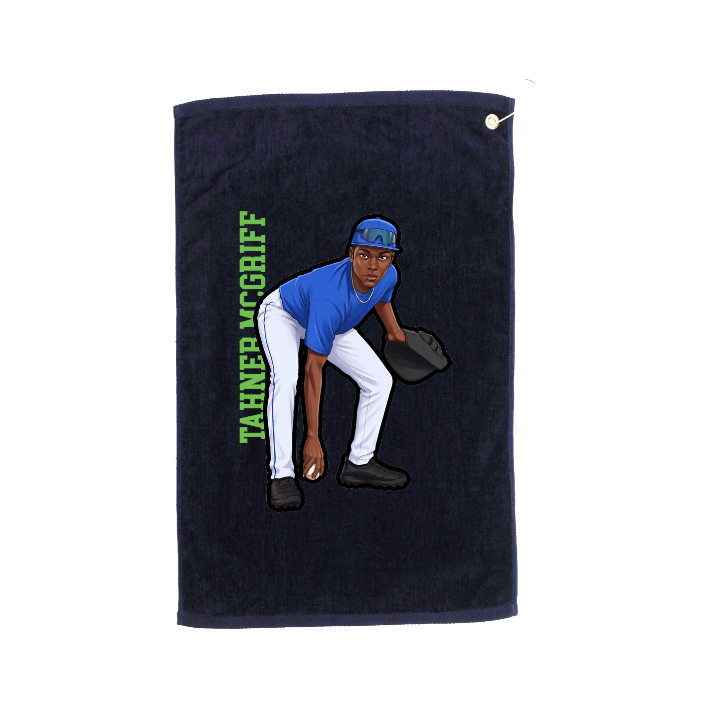 Golf Towel — Name Vertical in Navy