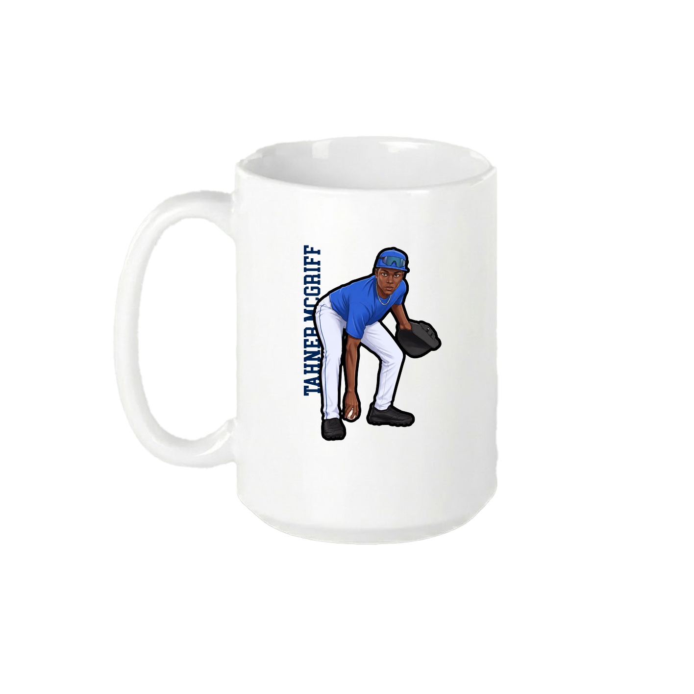 15oz Coffee Mug — Name Vertical in White