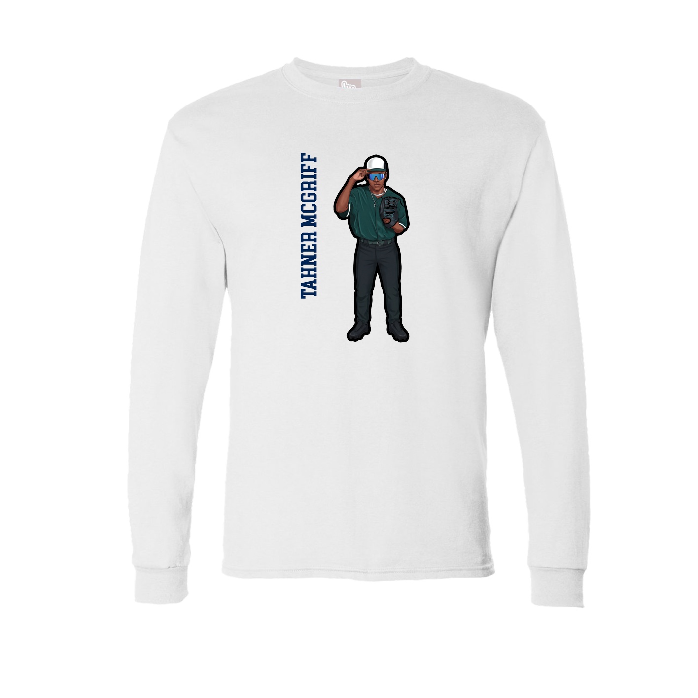 Long Sleeve Tee — Name Vertical in White