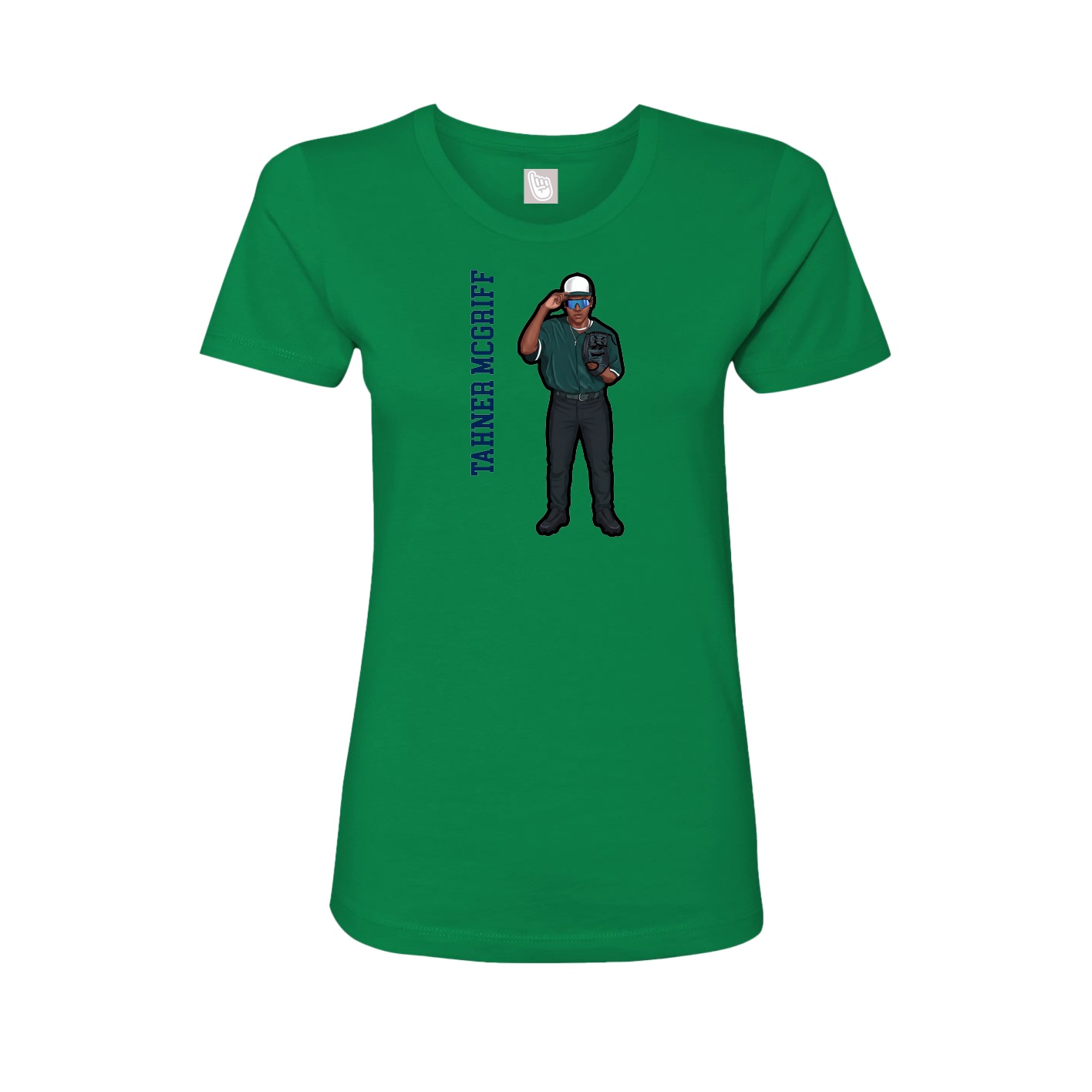 Fitted Women's Tee — Name Vertical in Green