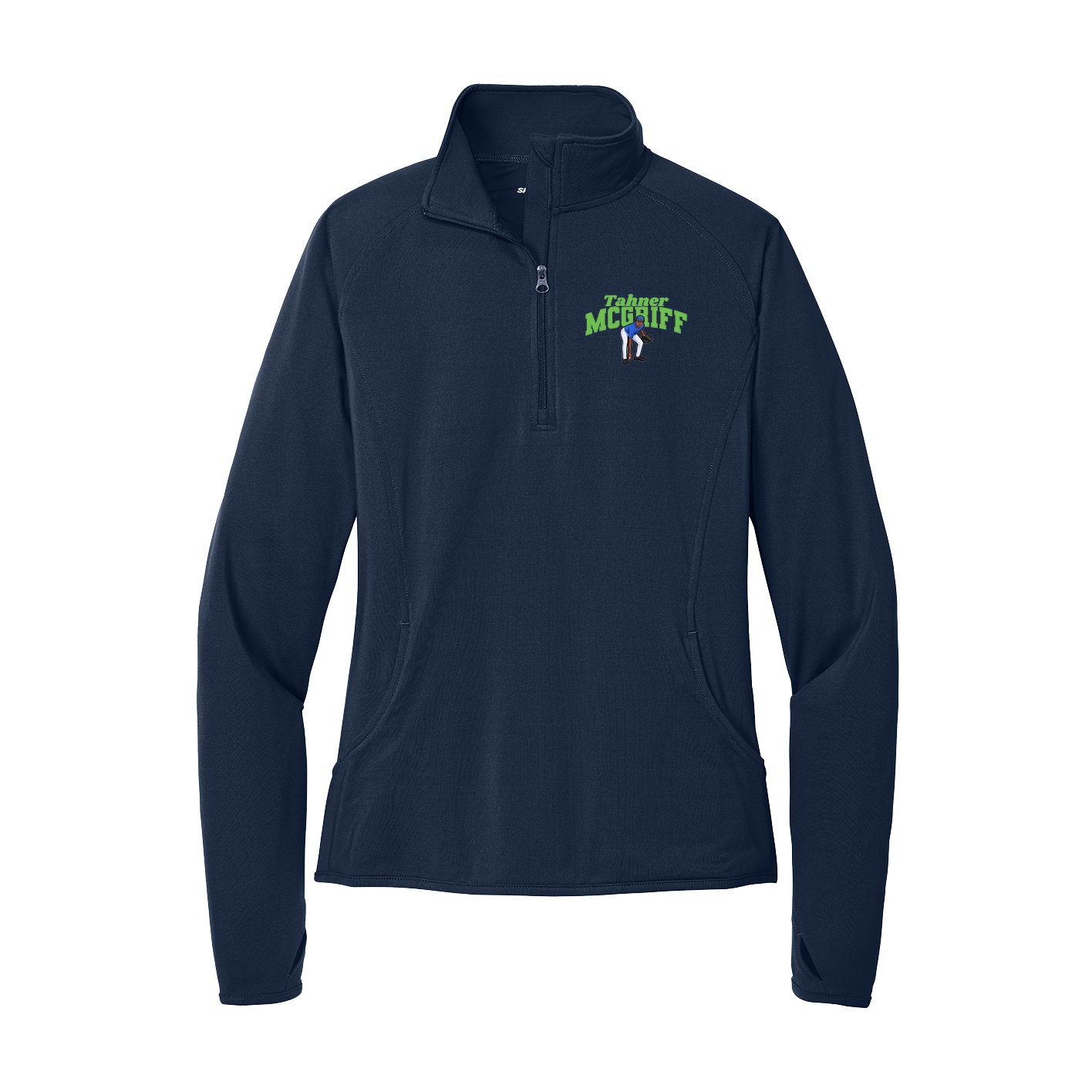 Women's Q-Zip Pullover — Signature Arch in Navy