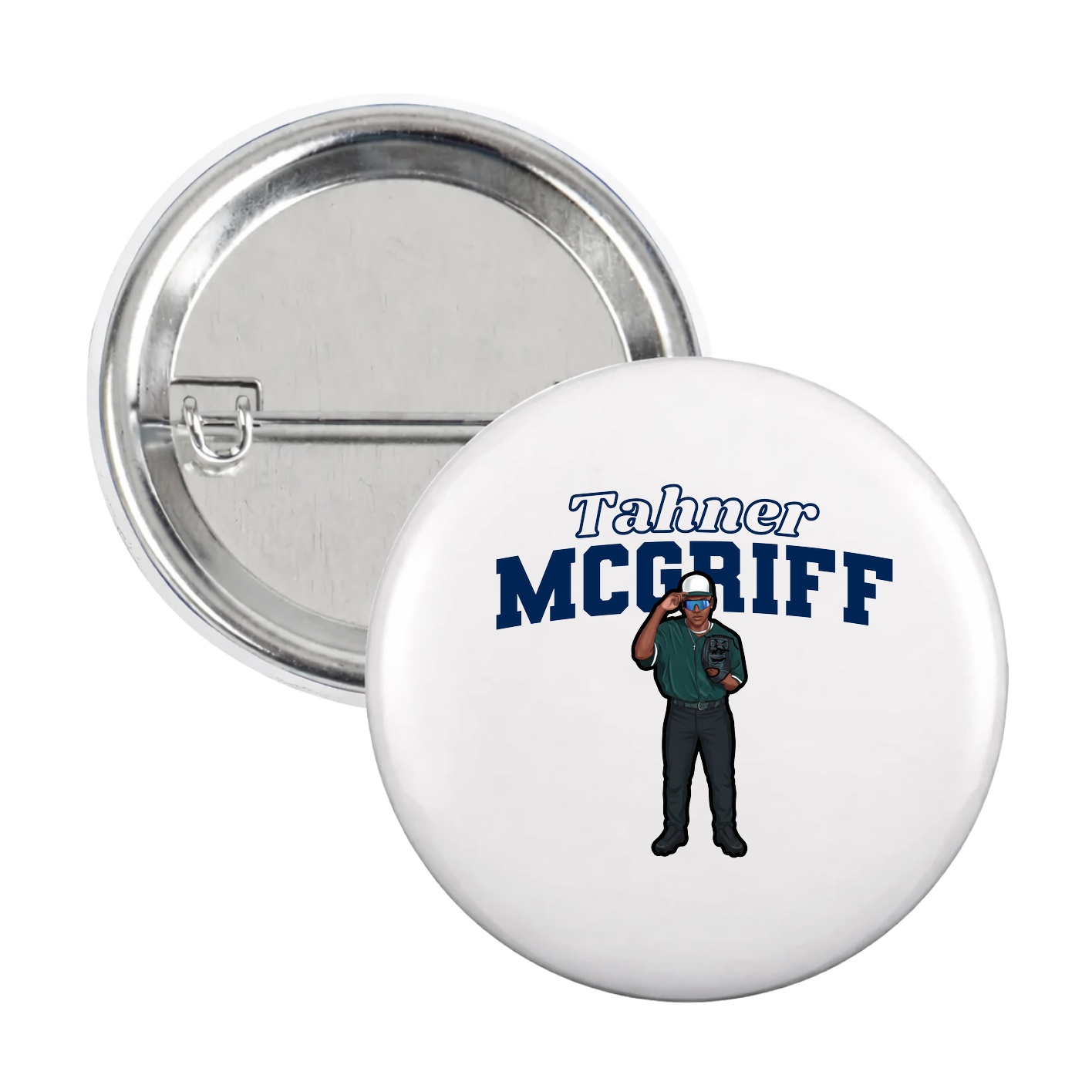Game Day Button — Name Arch in White