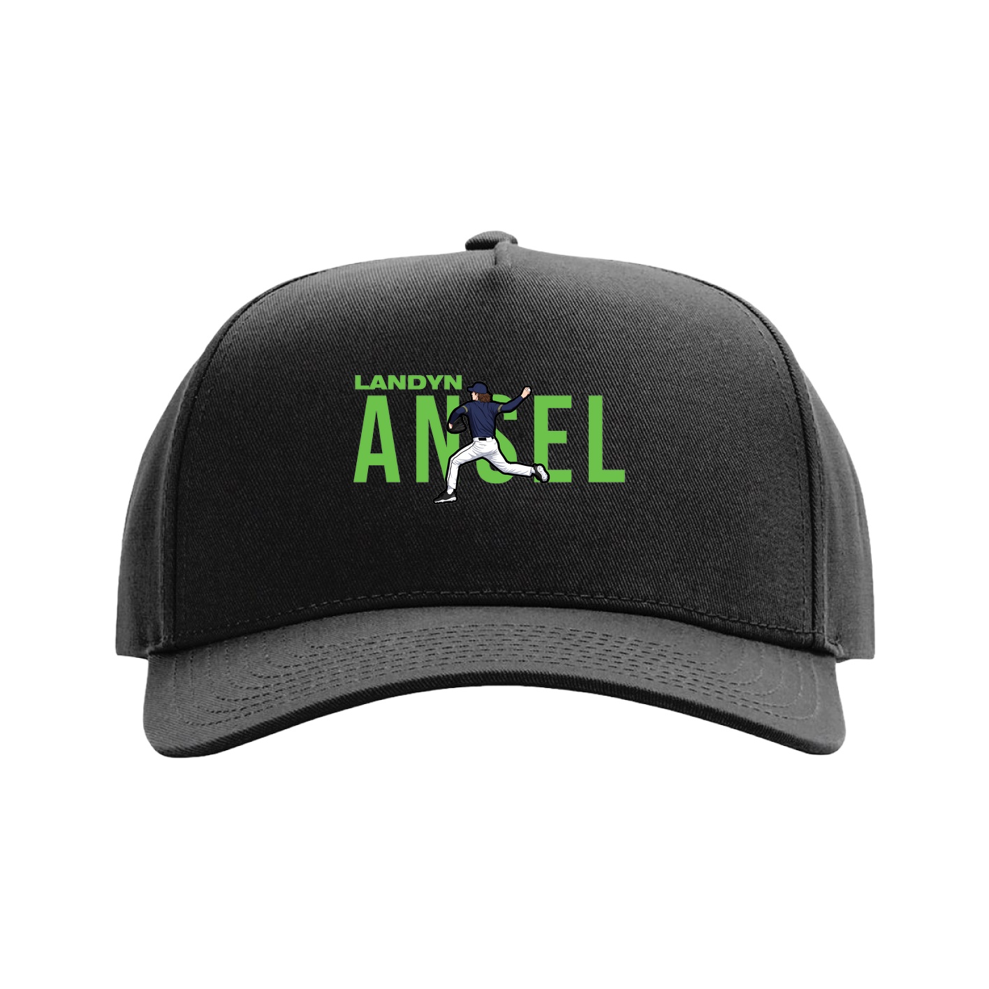Full Fabric Five-Panel Champ Cap — Player Name in Black