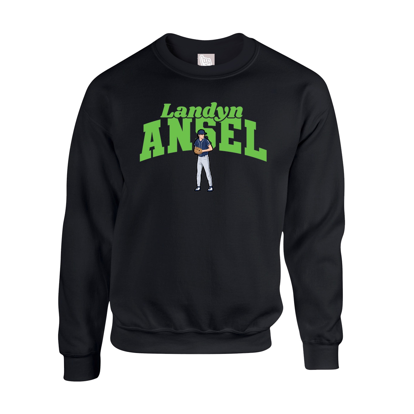 Fleece Crew — Signature Arch in Black