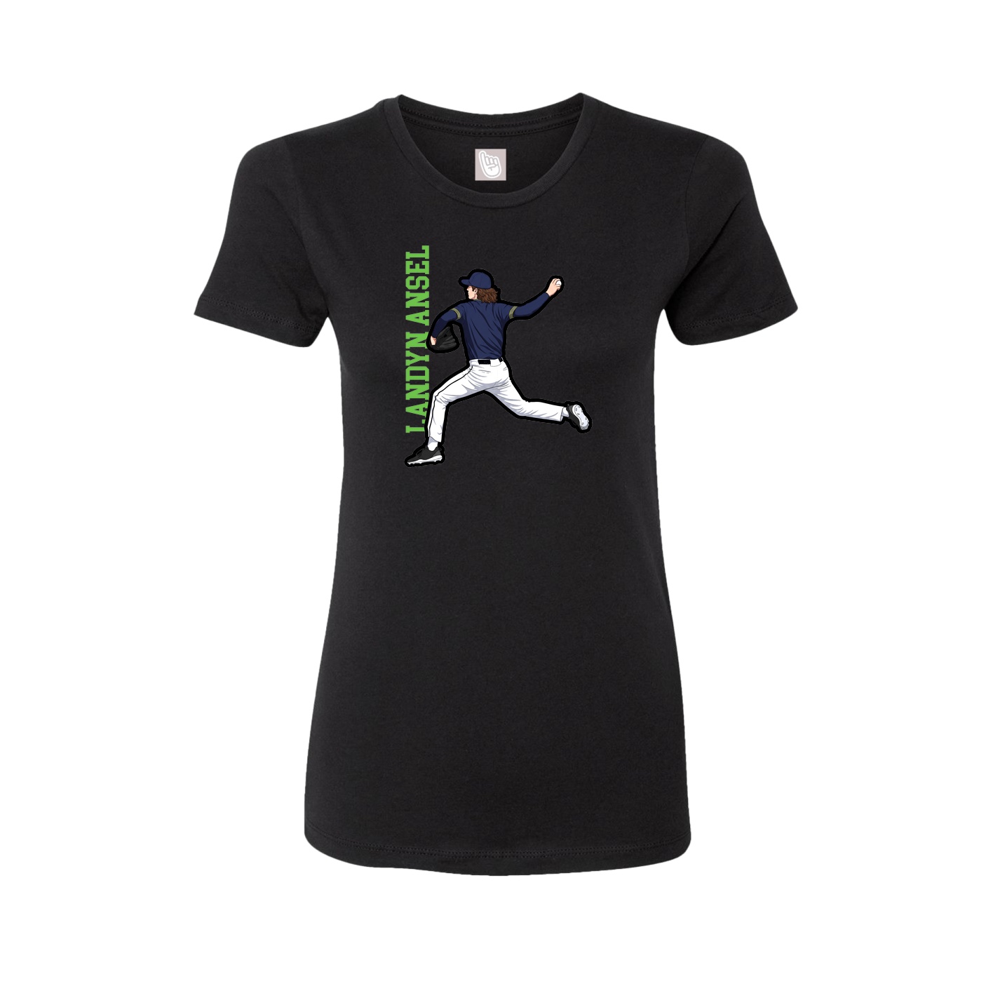 Fitted Women's Tee — Name Vertical in Black