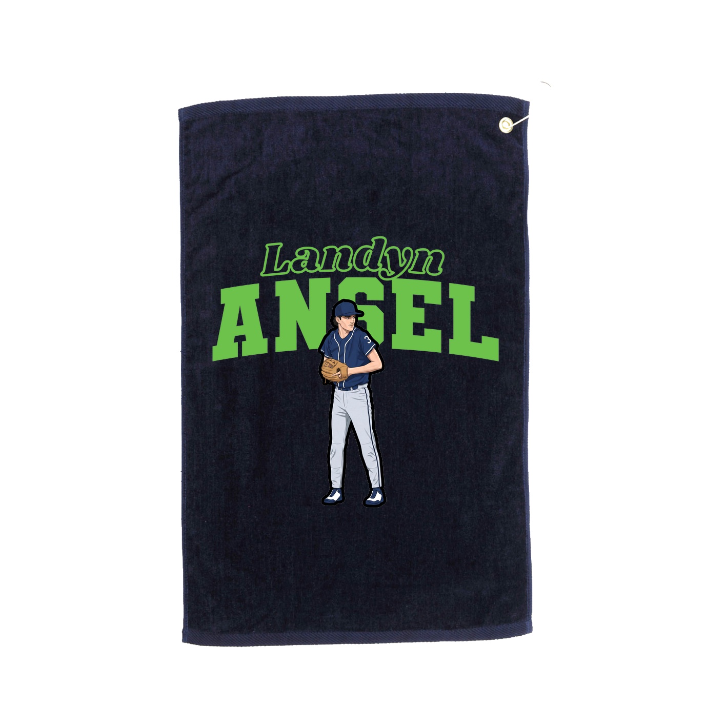 Golf Towel — Name Arch in Navy