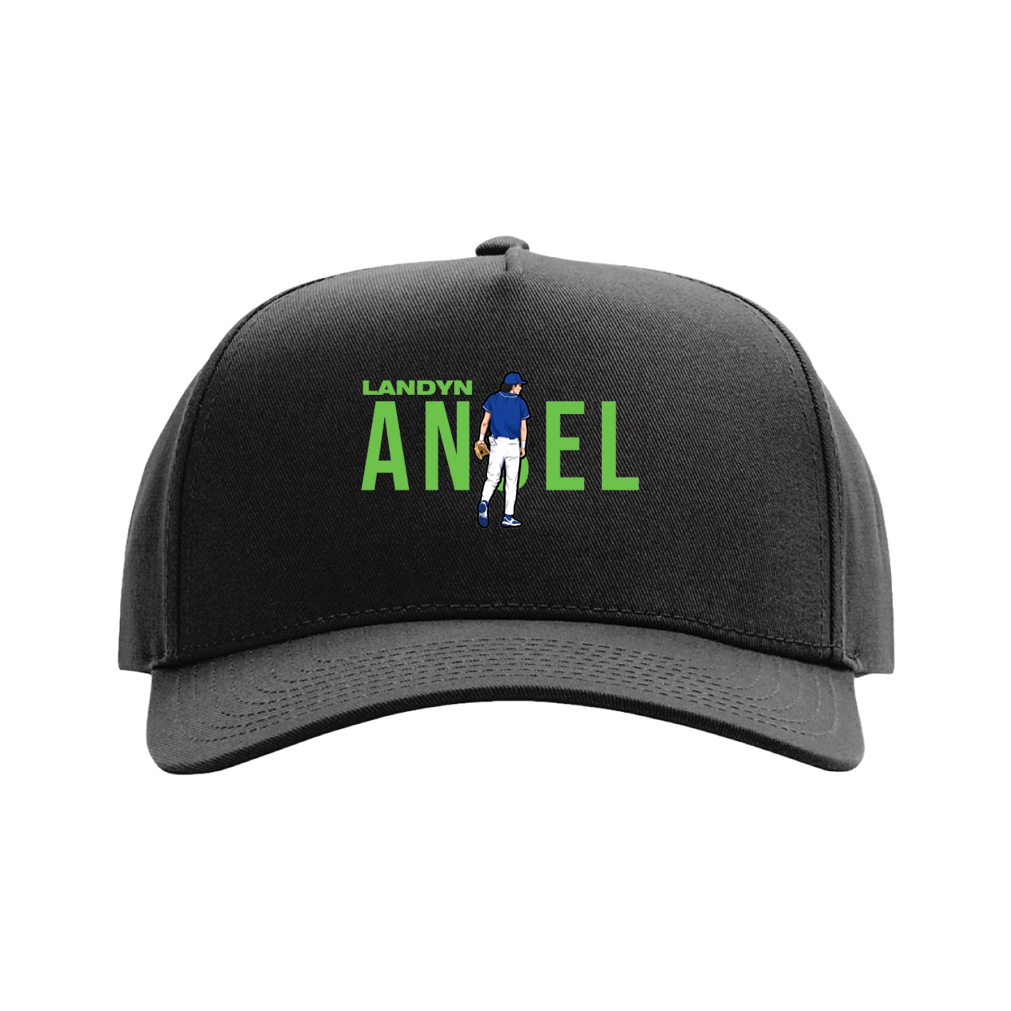 Full Fabric Five-Panel Champ Cap — Player Name in Black