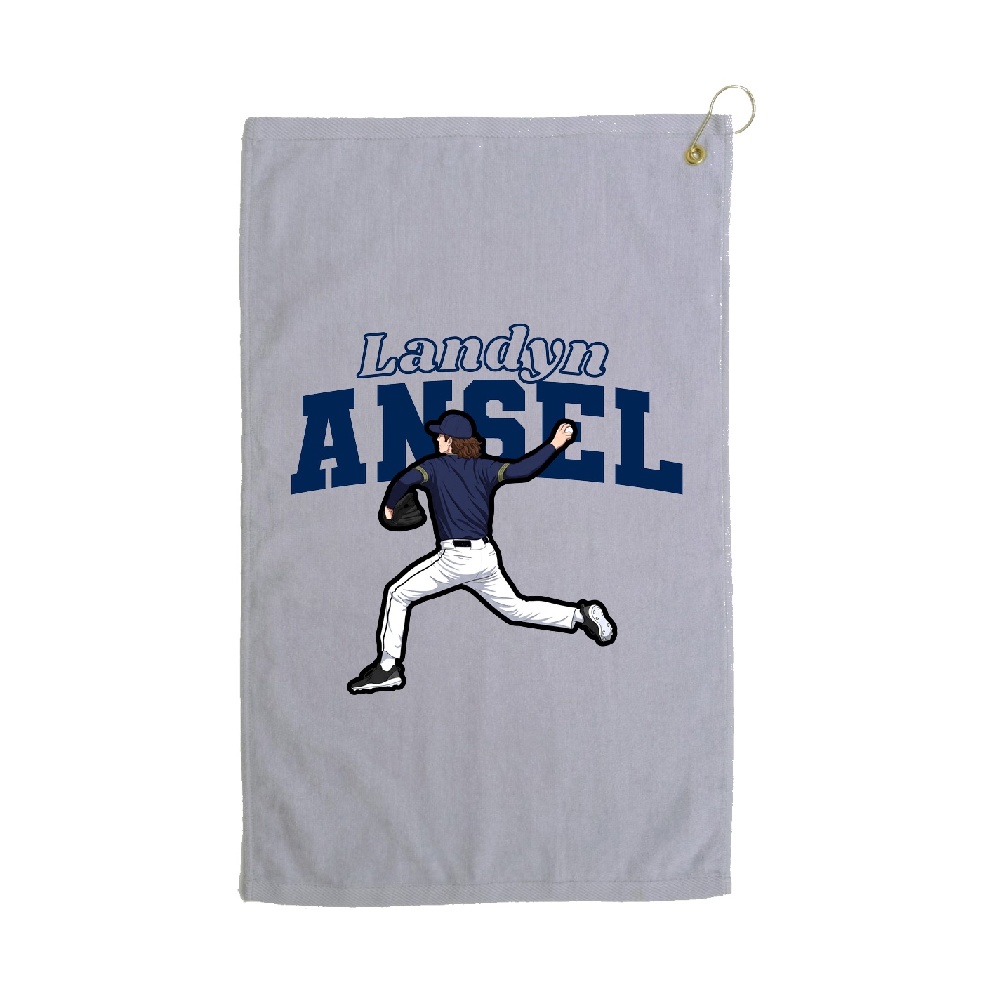 Golf Towel — Name Arch in Grey