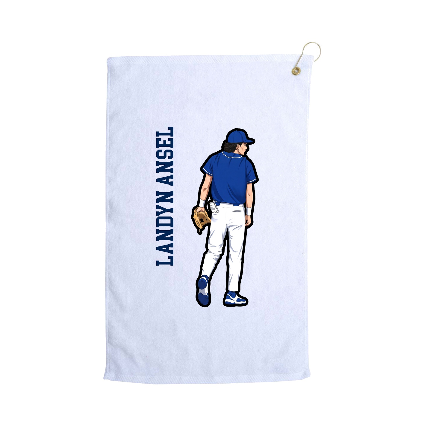 Golf Towel — Name Vertical in White