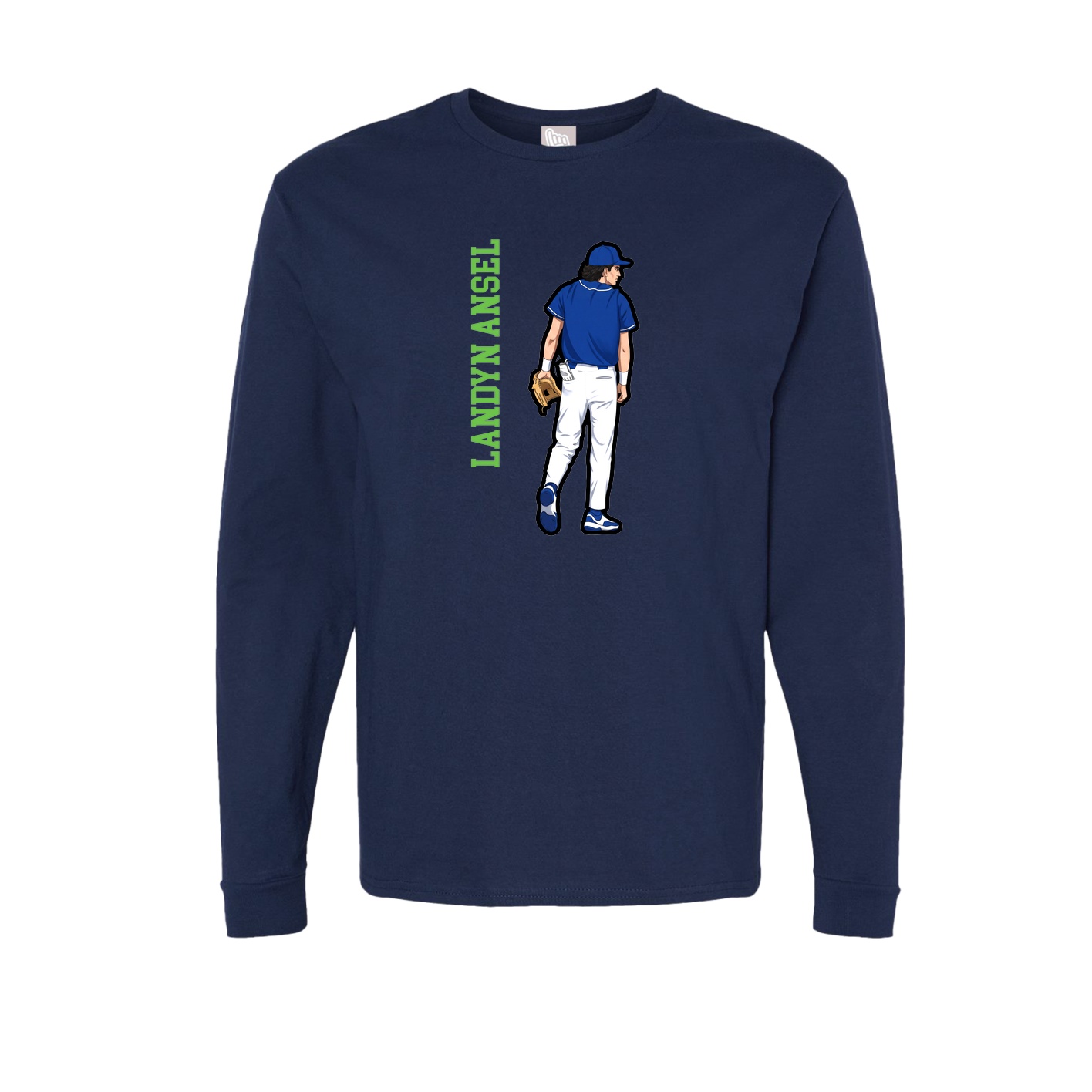 Long Sleeve Tee — Name Vertical in Navy