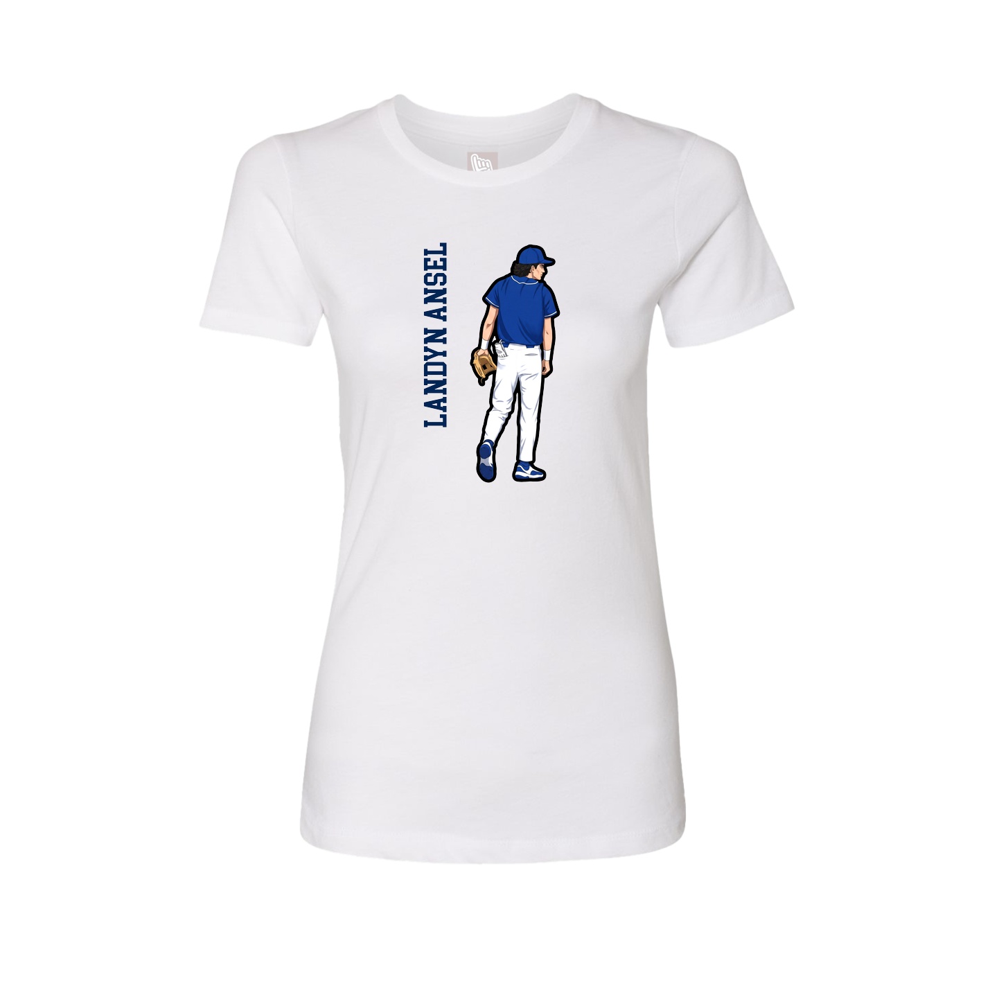 Fitted Women's Tee — Name Vertical in White