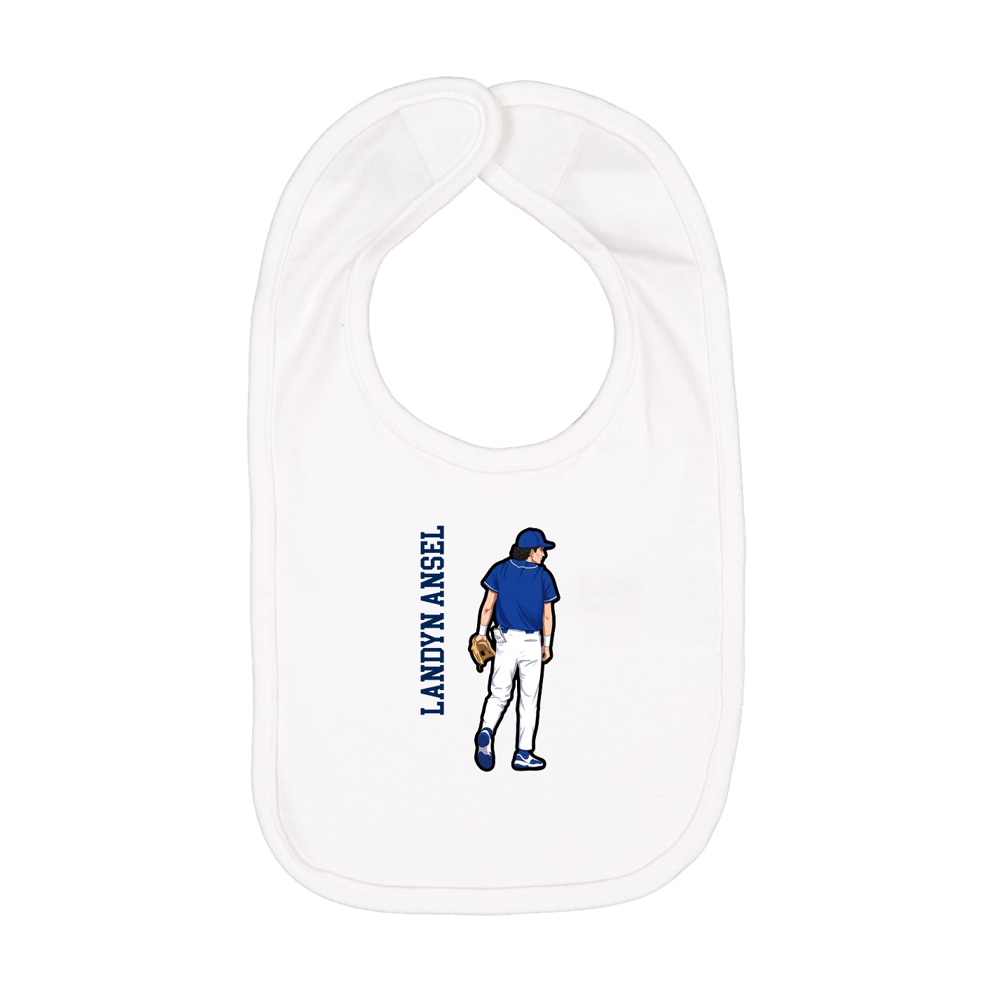 Infant Bib — Name Vertical in White