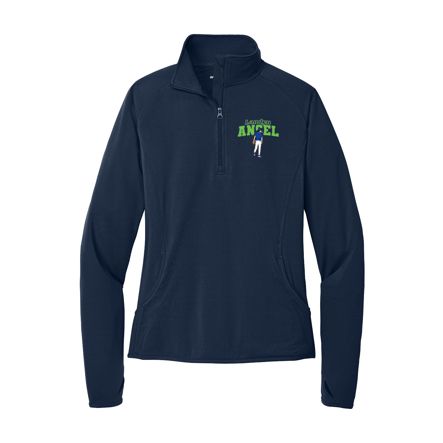 Women's Q-Zip Pullover — Name Arch in Navy