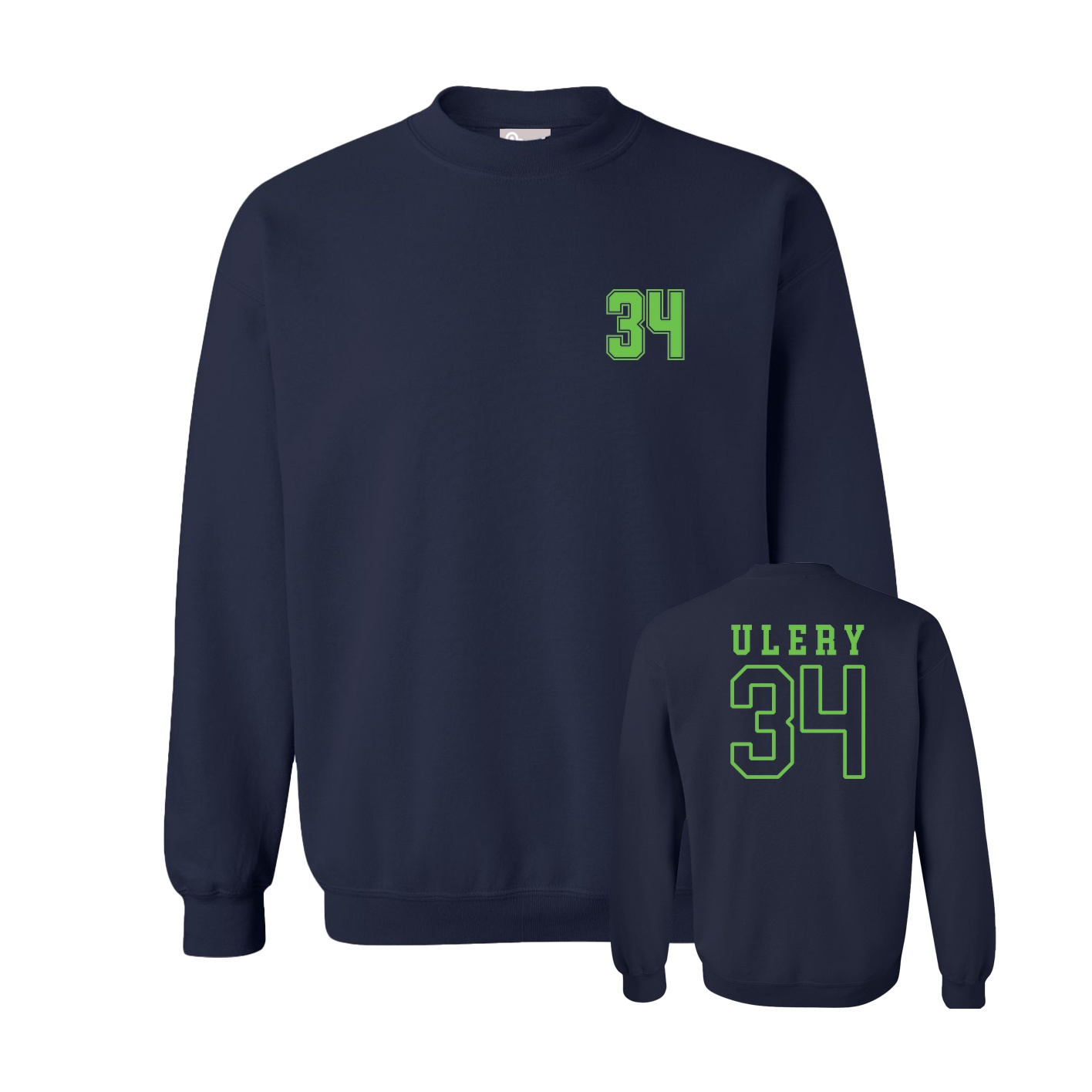 Fleece Crew — Chest Back in Navy