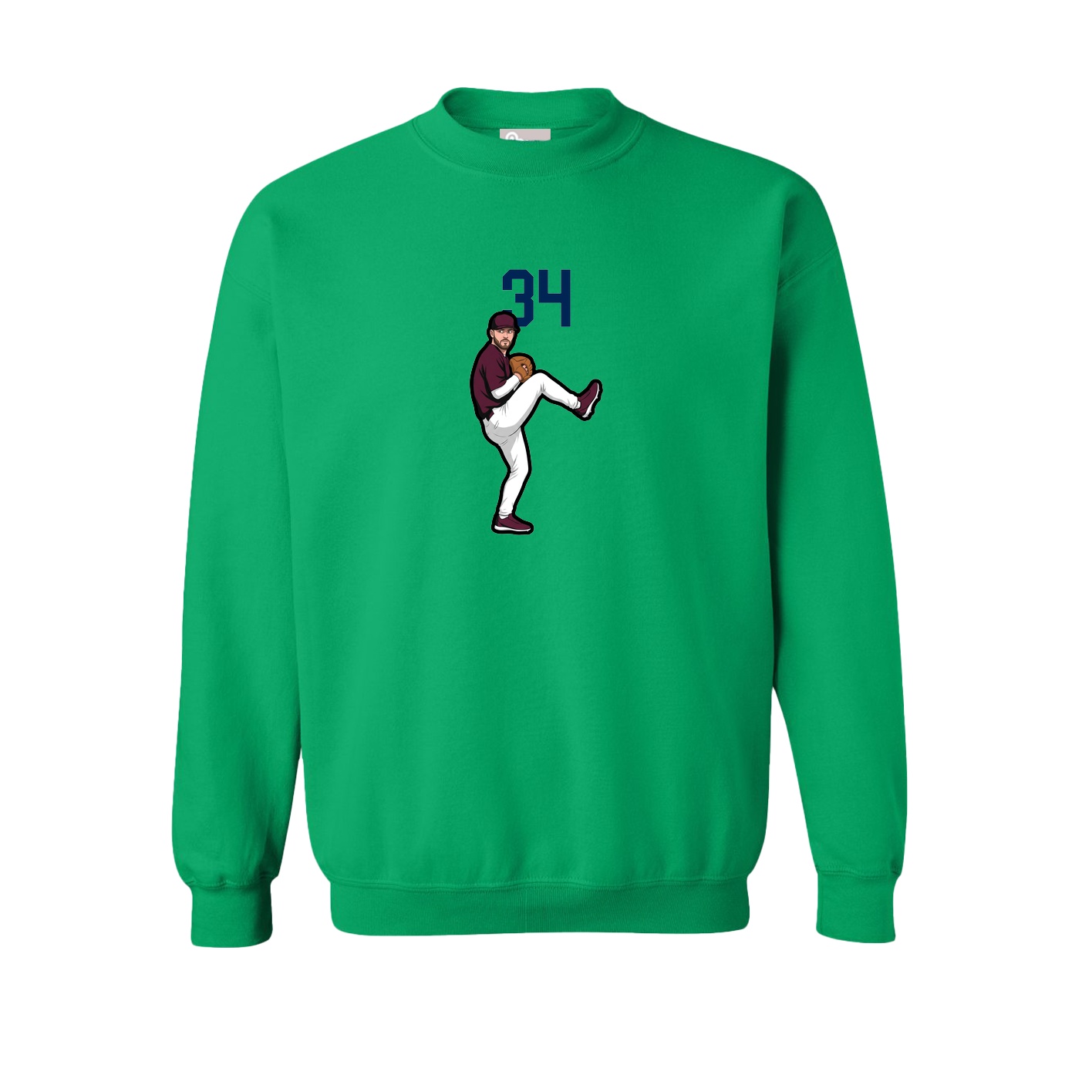 Fleece Crew — Number Top in Green
