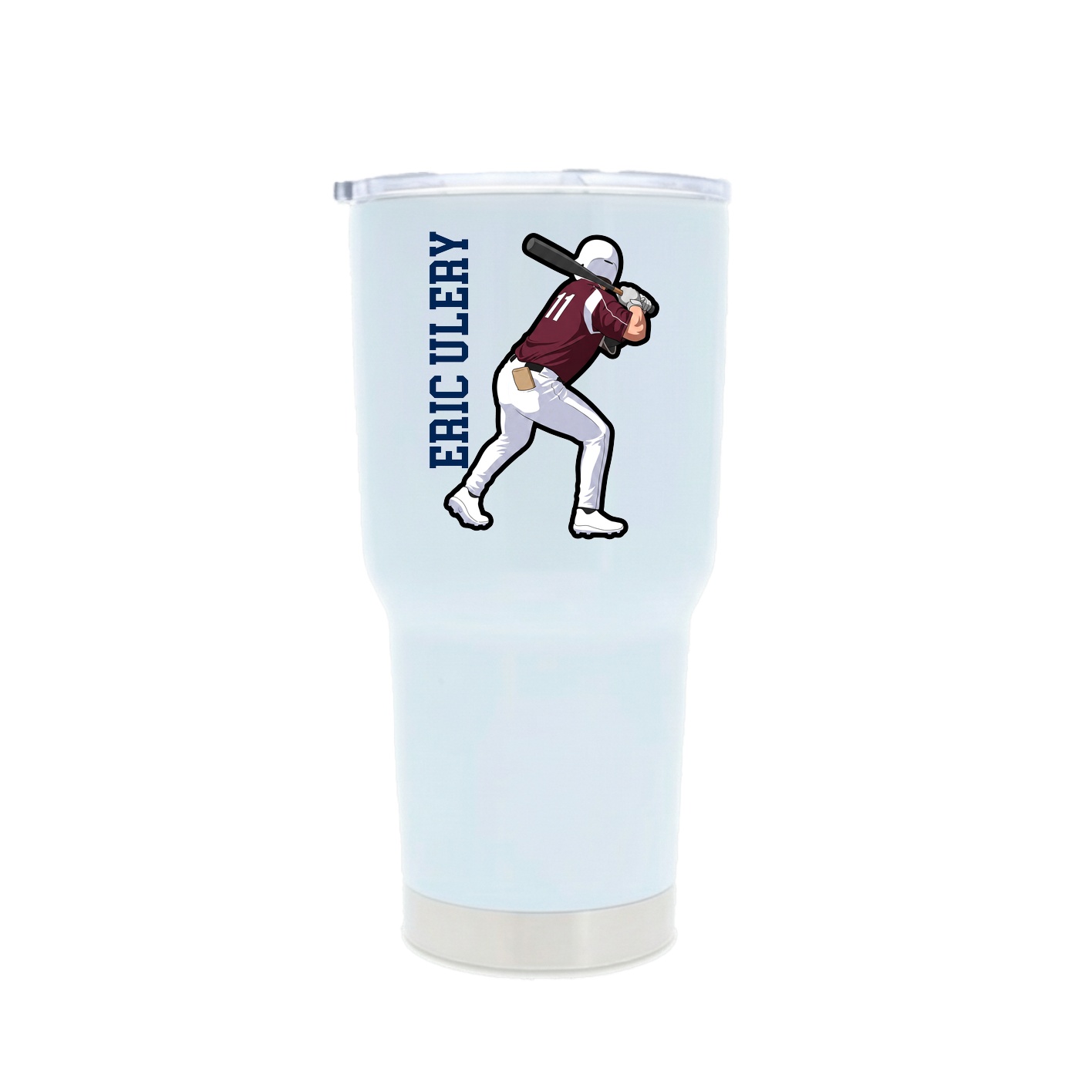 30oz Stainless Steel Tumbler — Name Vertical in White