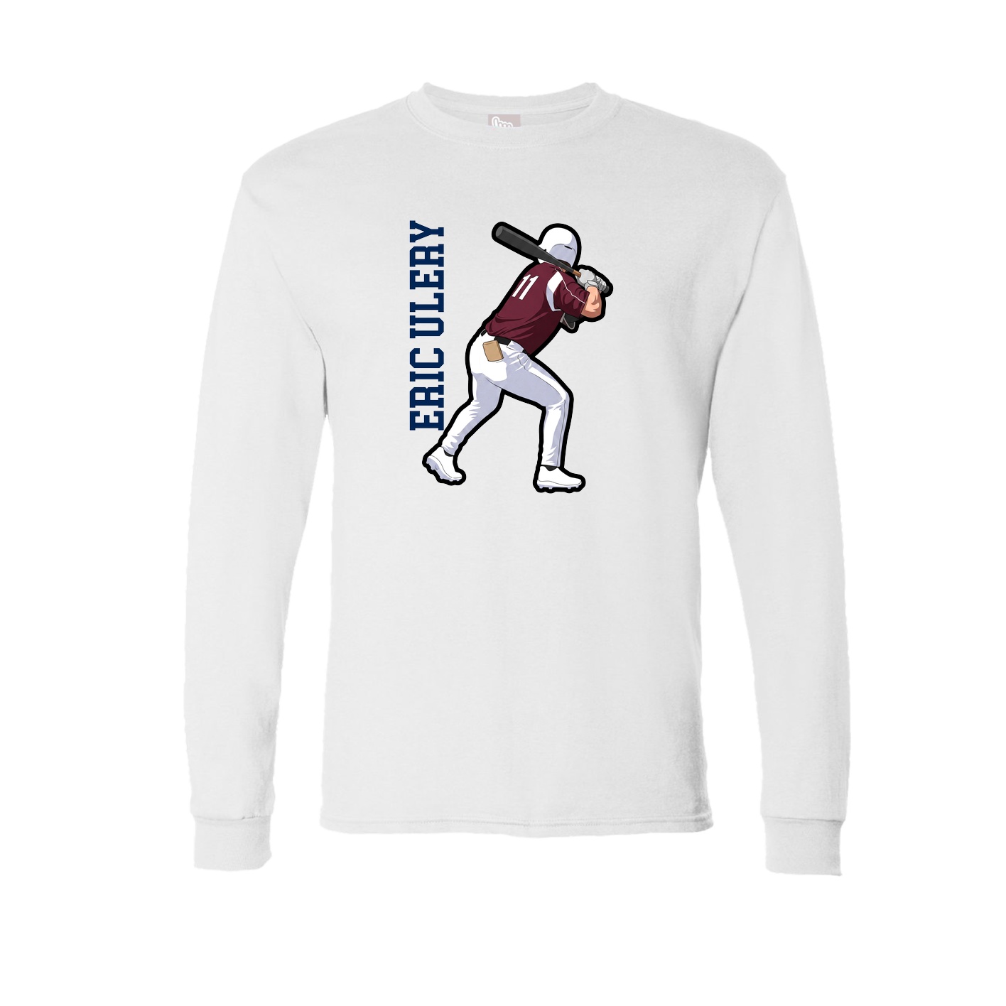 Long Sleeve Tee — Name Vertical in White