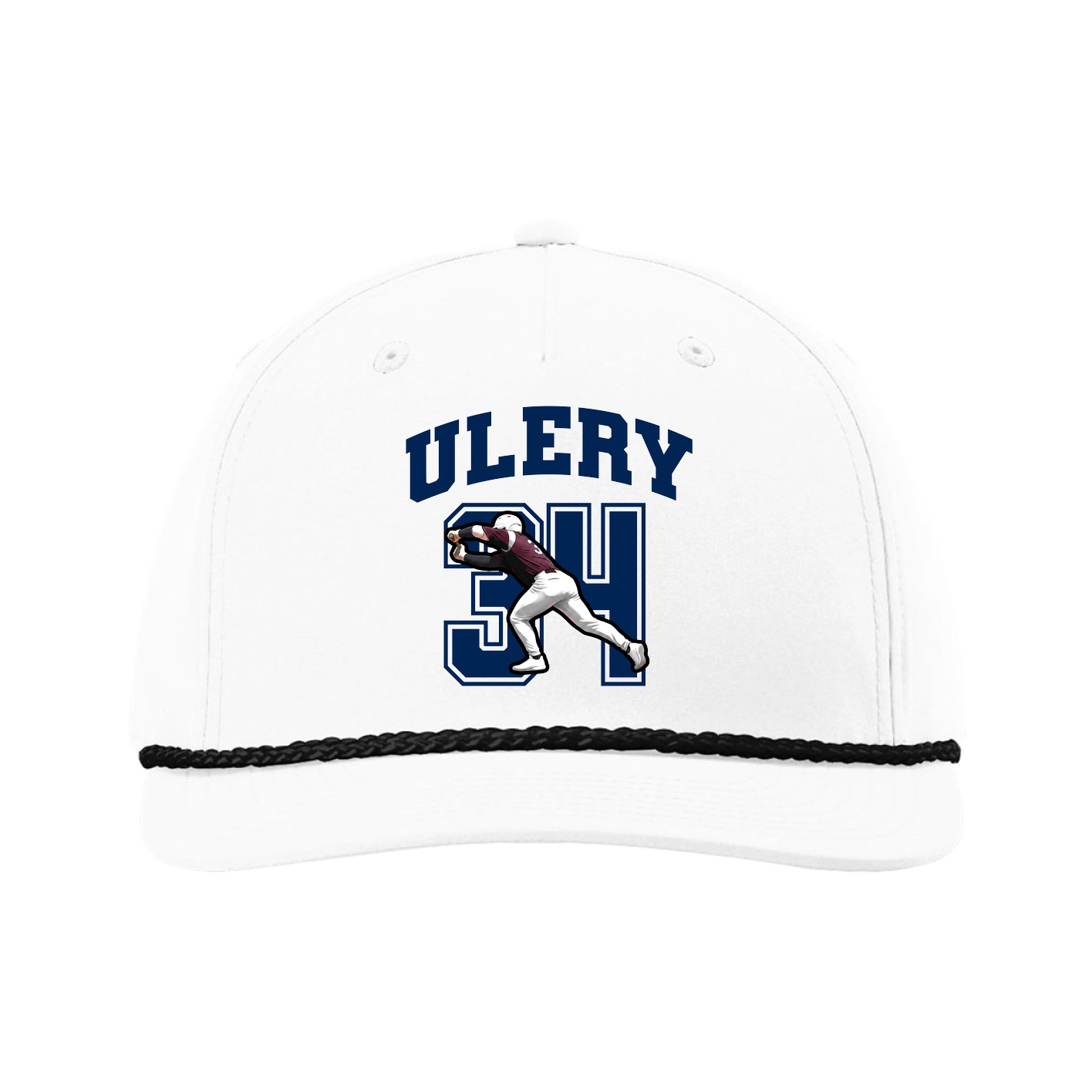 Five-Panel Classic Rope Cap — Number in White