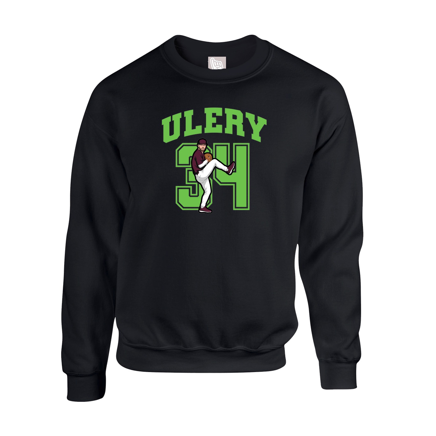 Fleece Crew — Number in Black