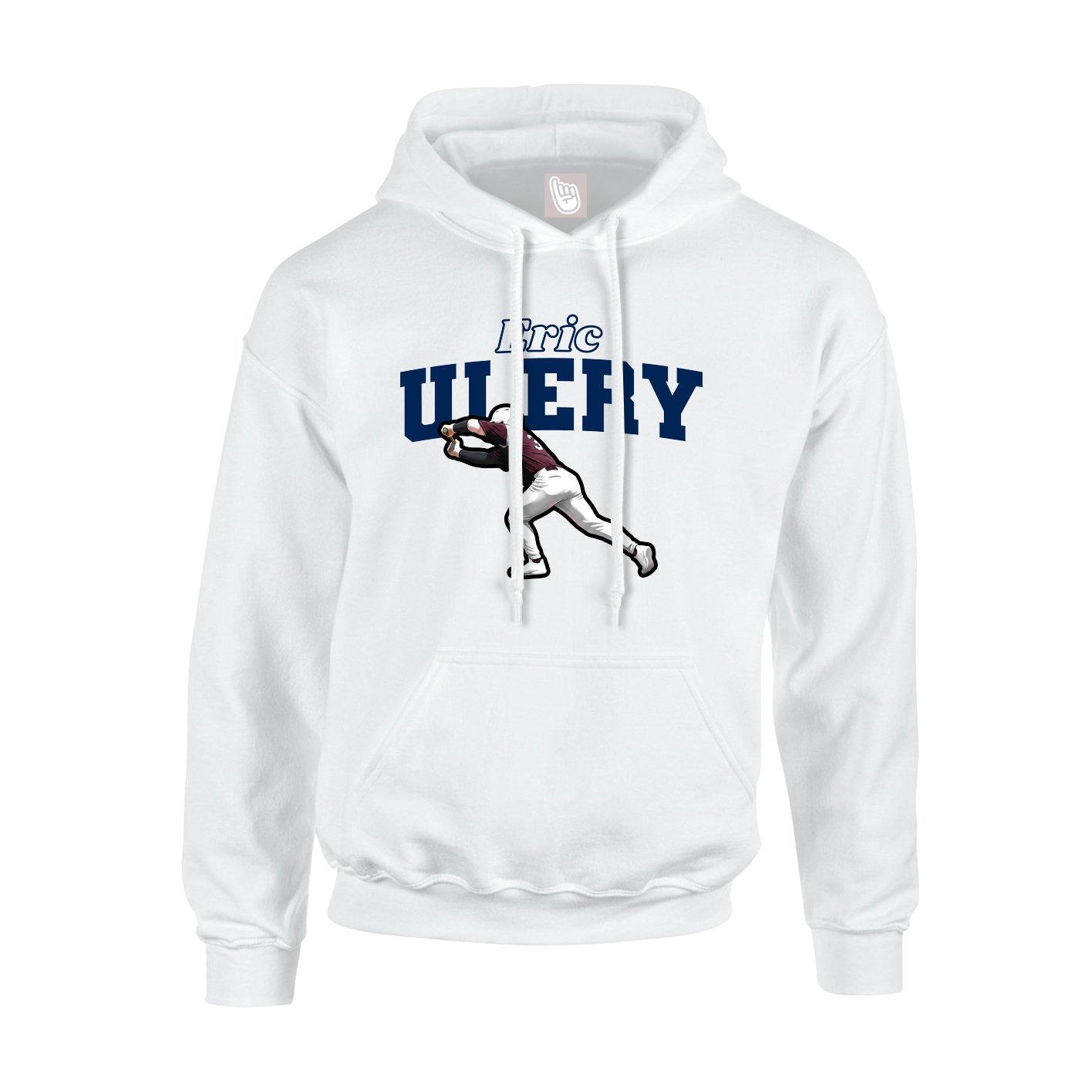 Youth Hoodie — Name Arch in White