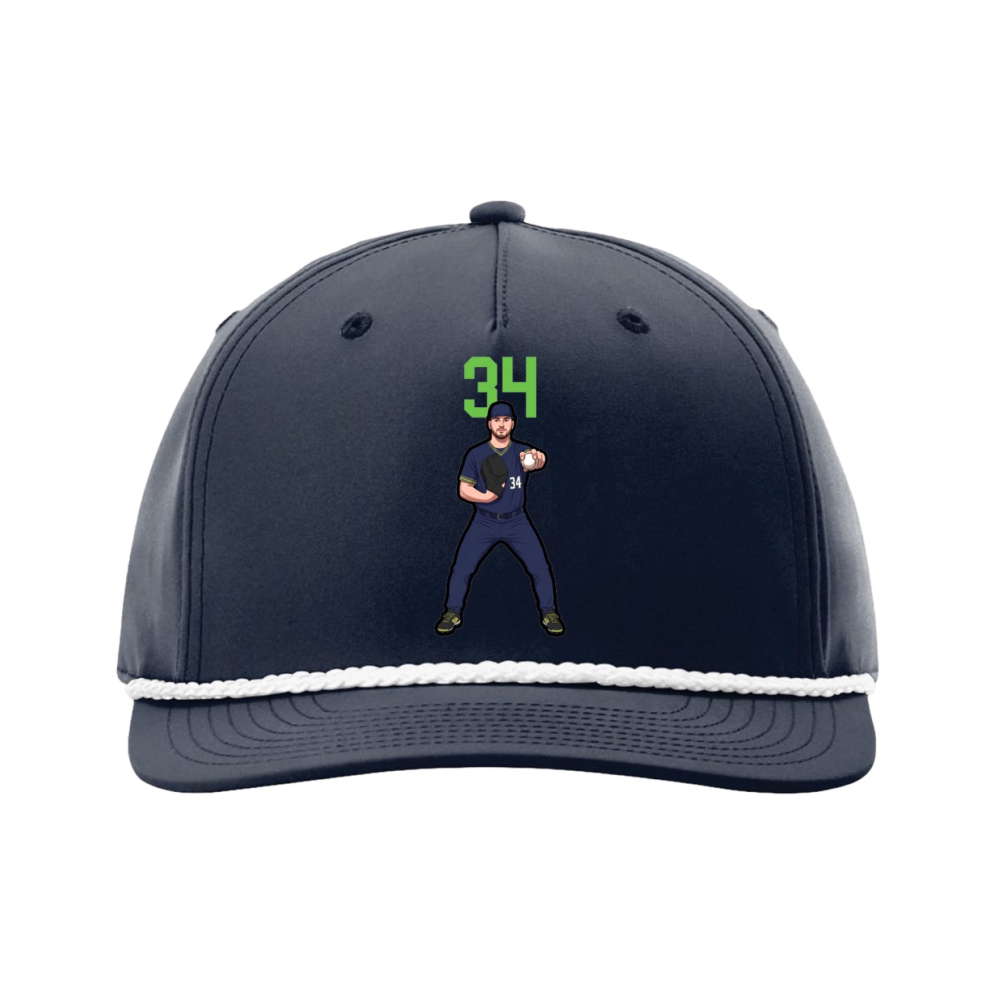 Five-Panel Classic Rope Cap — Number Top in Navy