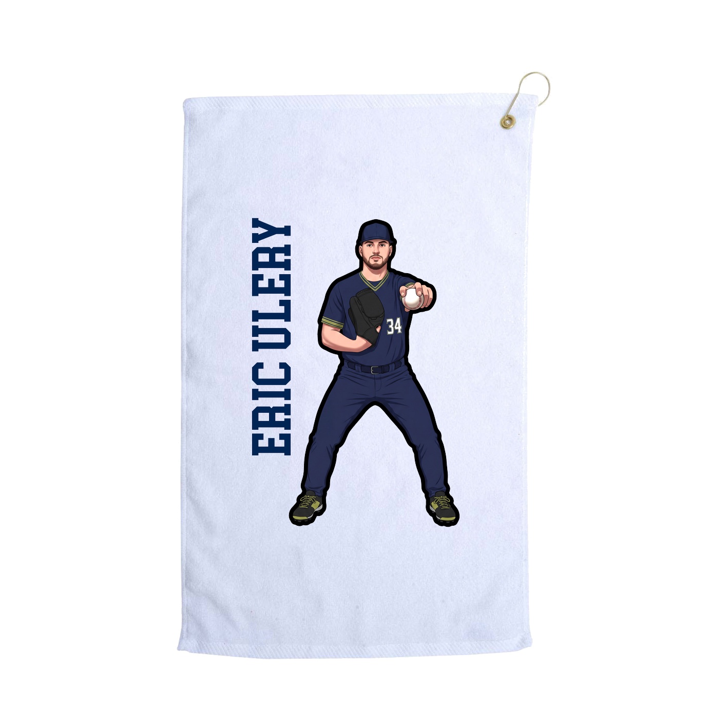 Golf Towel — Name Vertical in White