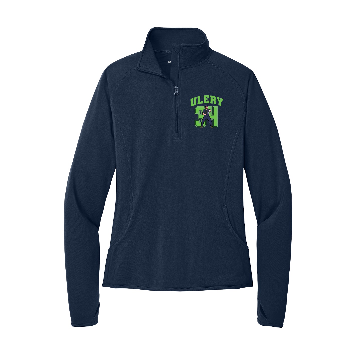 Women's Q-Zip Pullover — Number in Navy