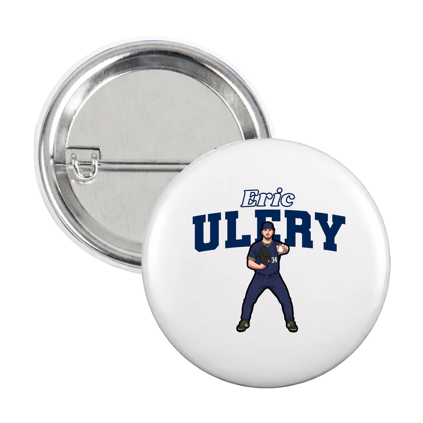 Game Day Button — Name Arch in White