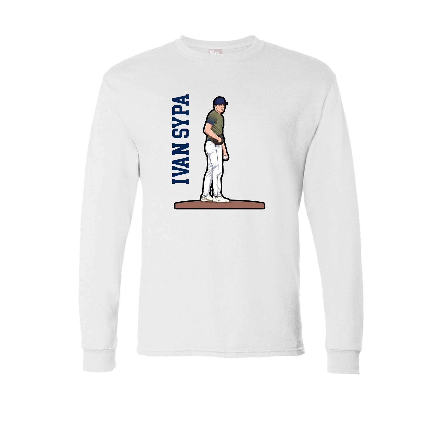 Long Sleeve Tee — Name Vertical in White