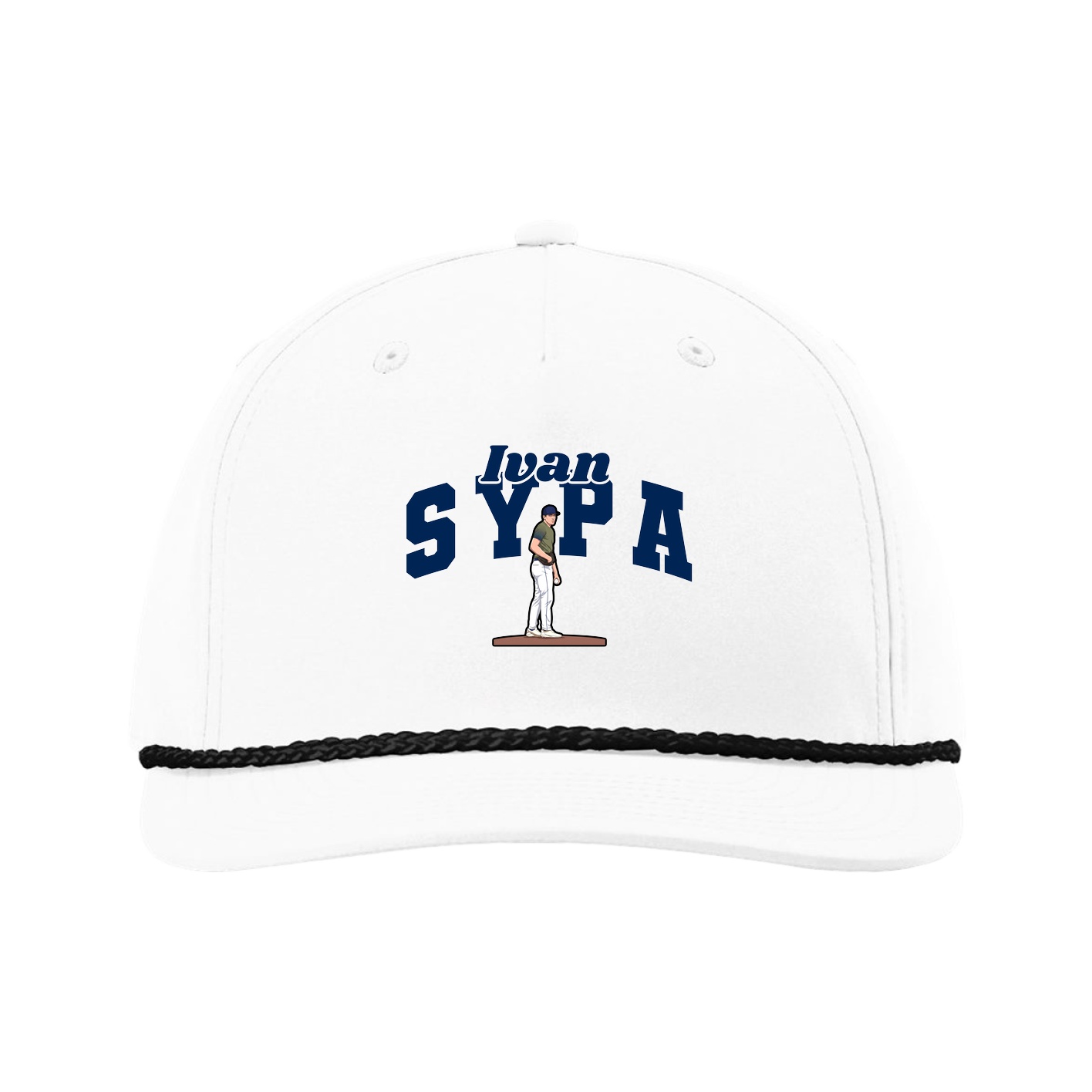 Five-Panel Classic Rope Cap — Signature Arch in White