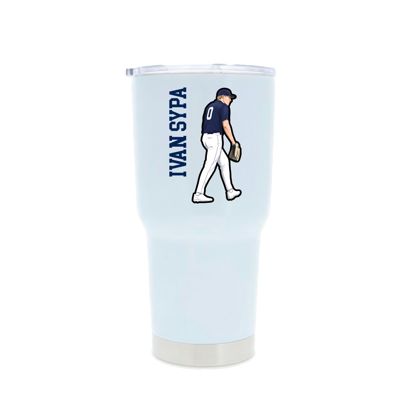 30oz Stainless Steel Tumbler — Name Vertical in White