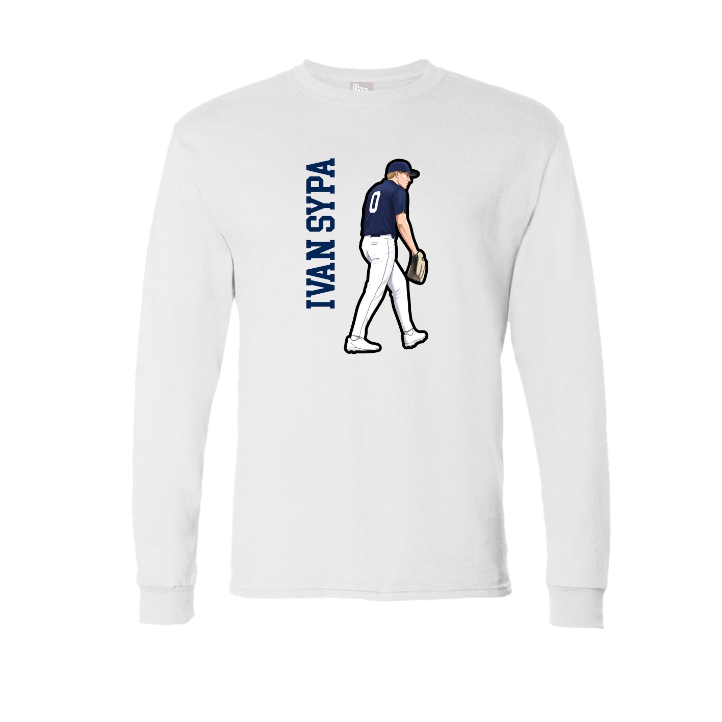 Long Sleeve Tee — Name Vertical in White