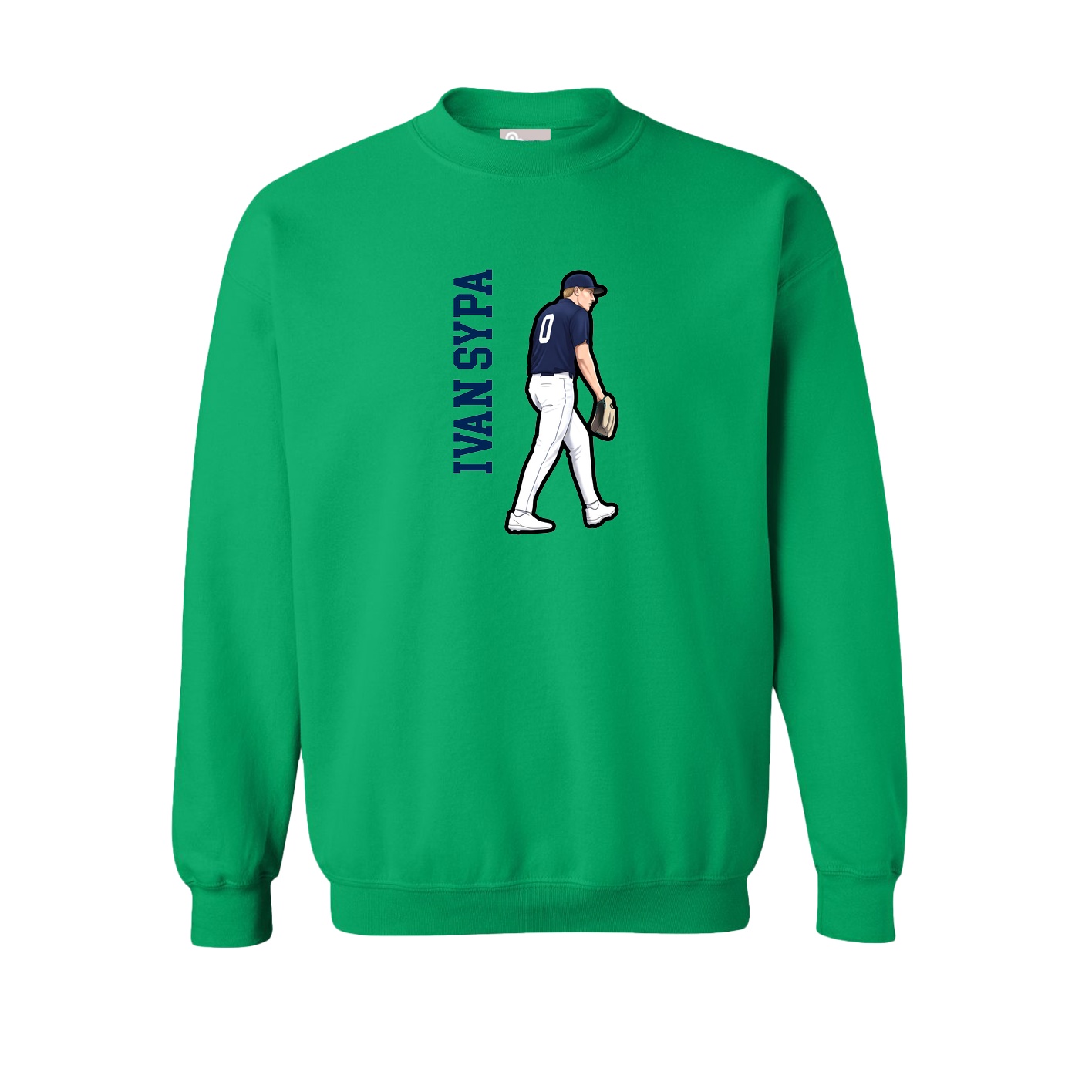 Fleece Crew — Name Vertical in Green