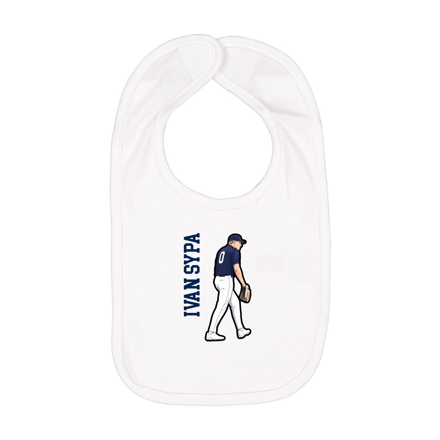 Infant Bib — Name Vertical in White