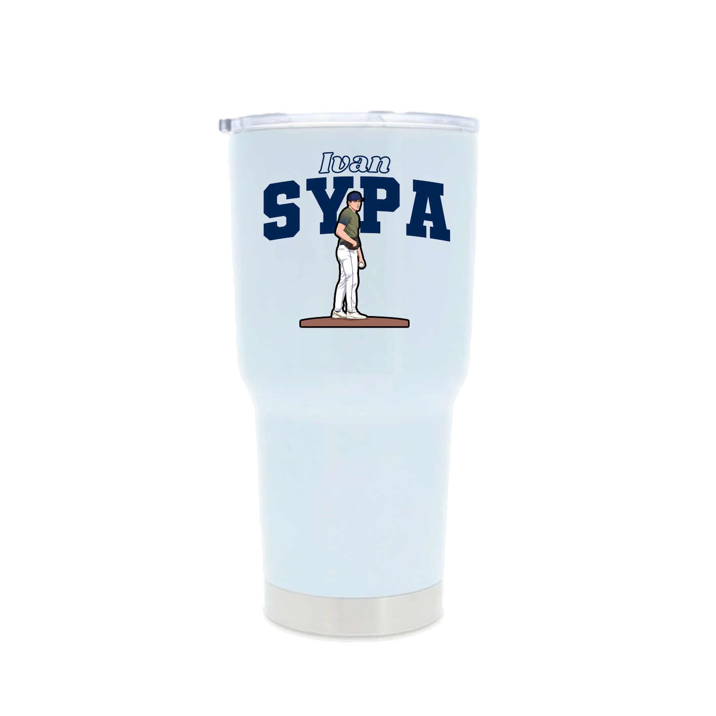 30oz Stainless Steel Tumbler — Name Arch in White
