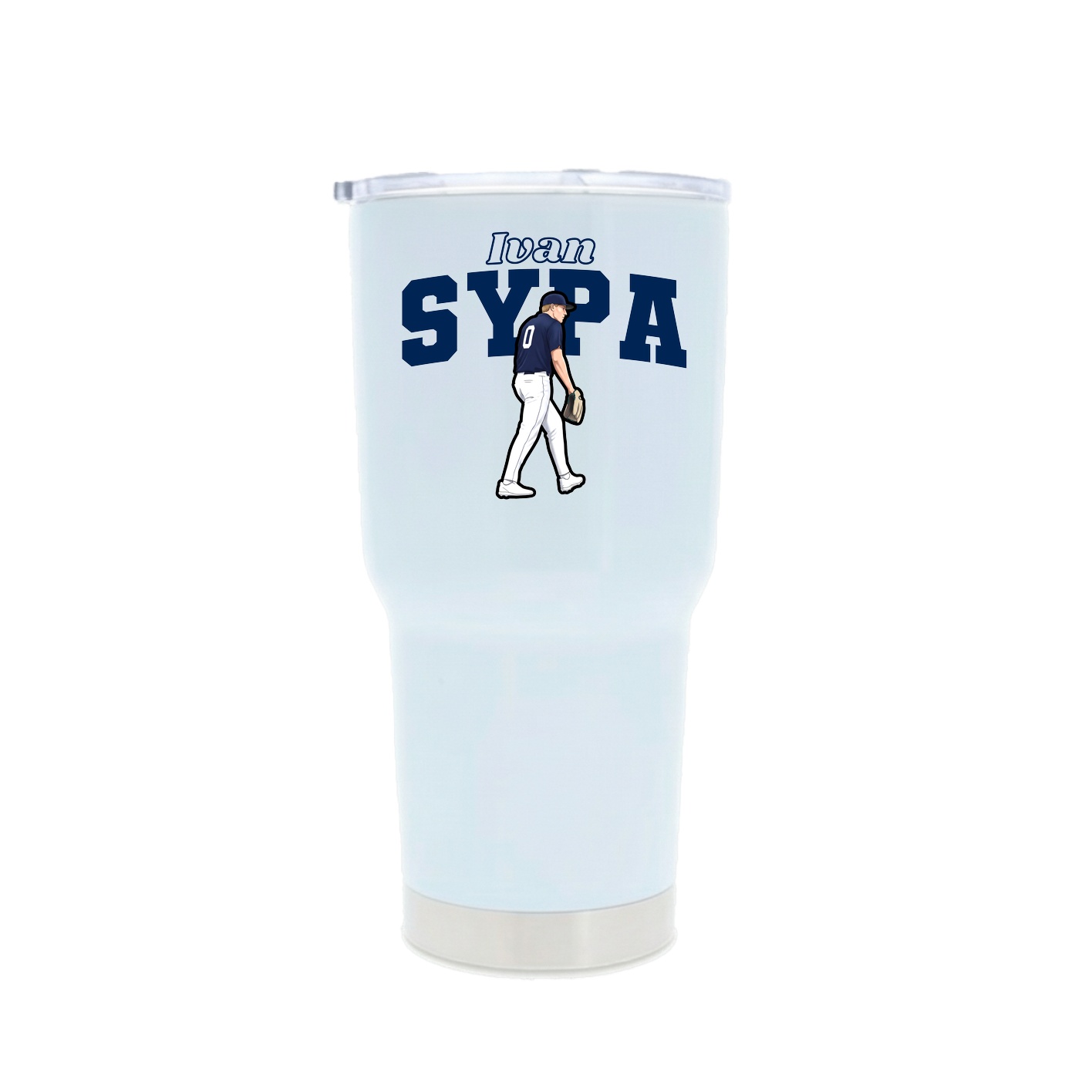 30oz Stainless Steel Tumbler — Name Arch in White