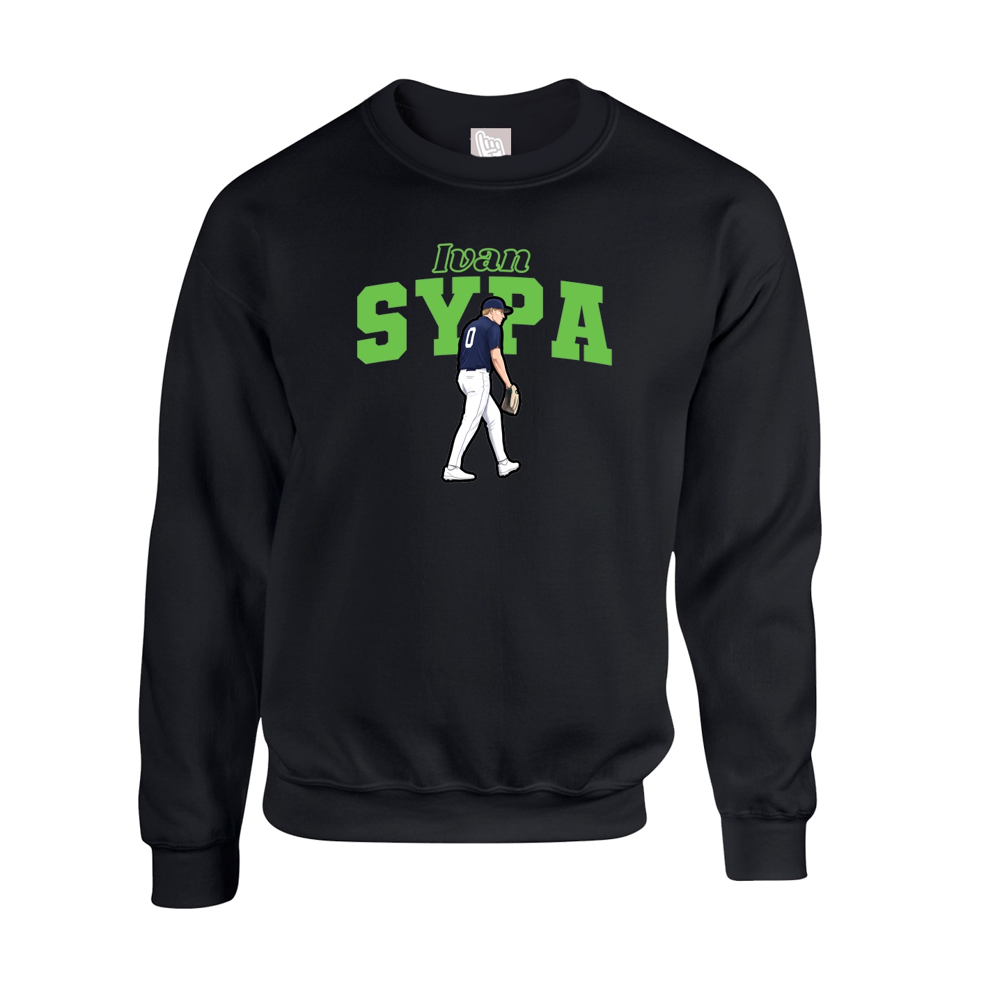 Fleece Crew — Name Arch in Black