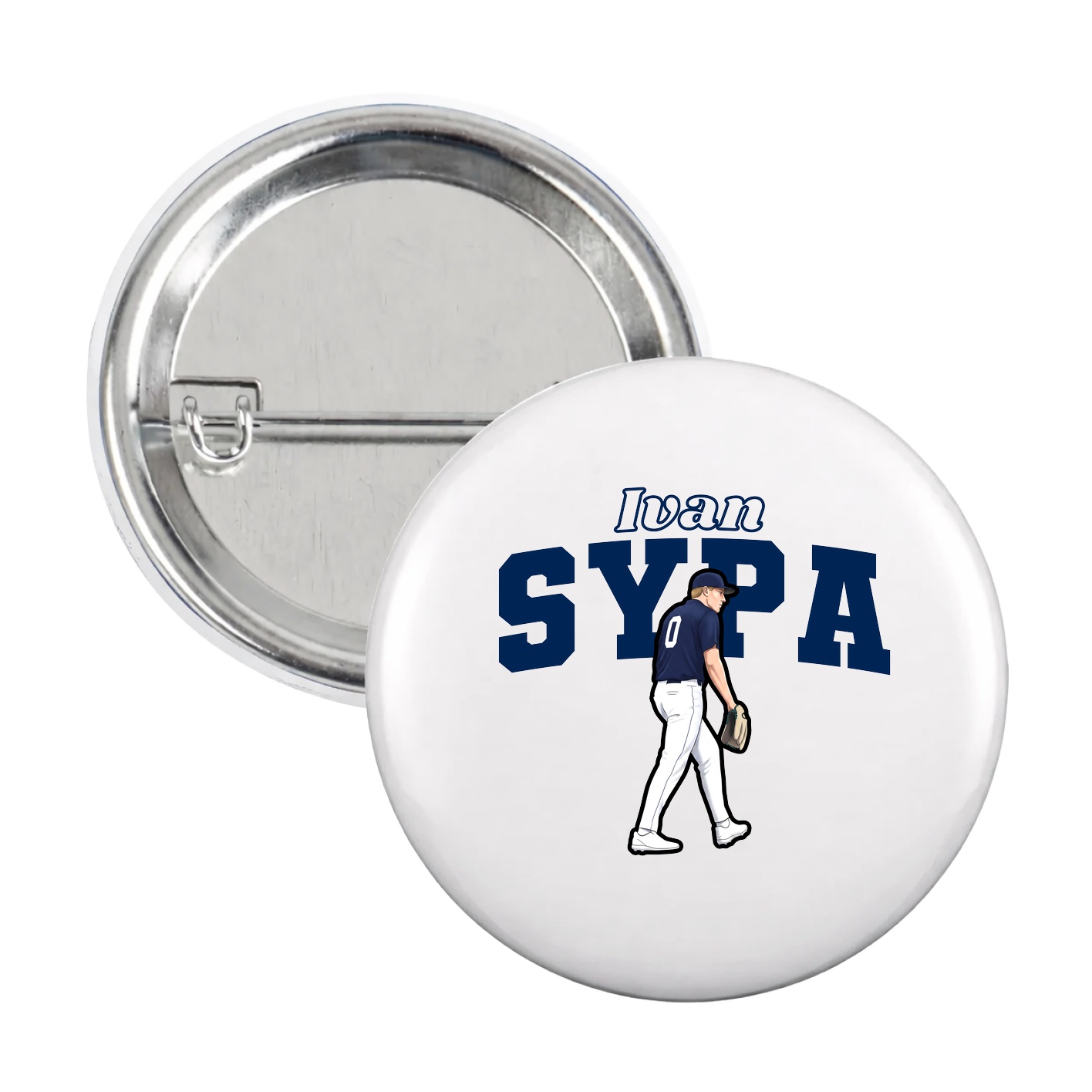 Game Day Button — Name Arch in White