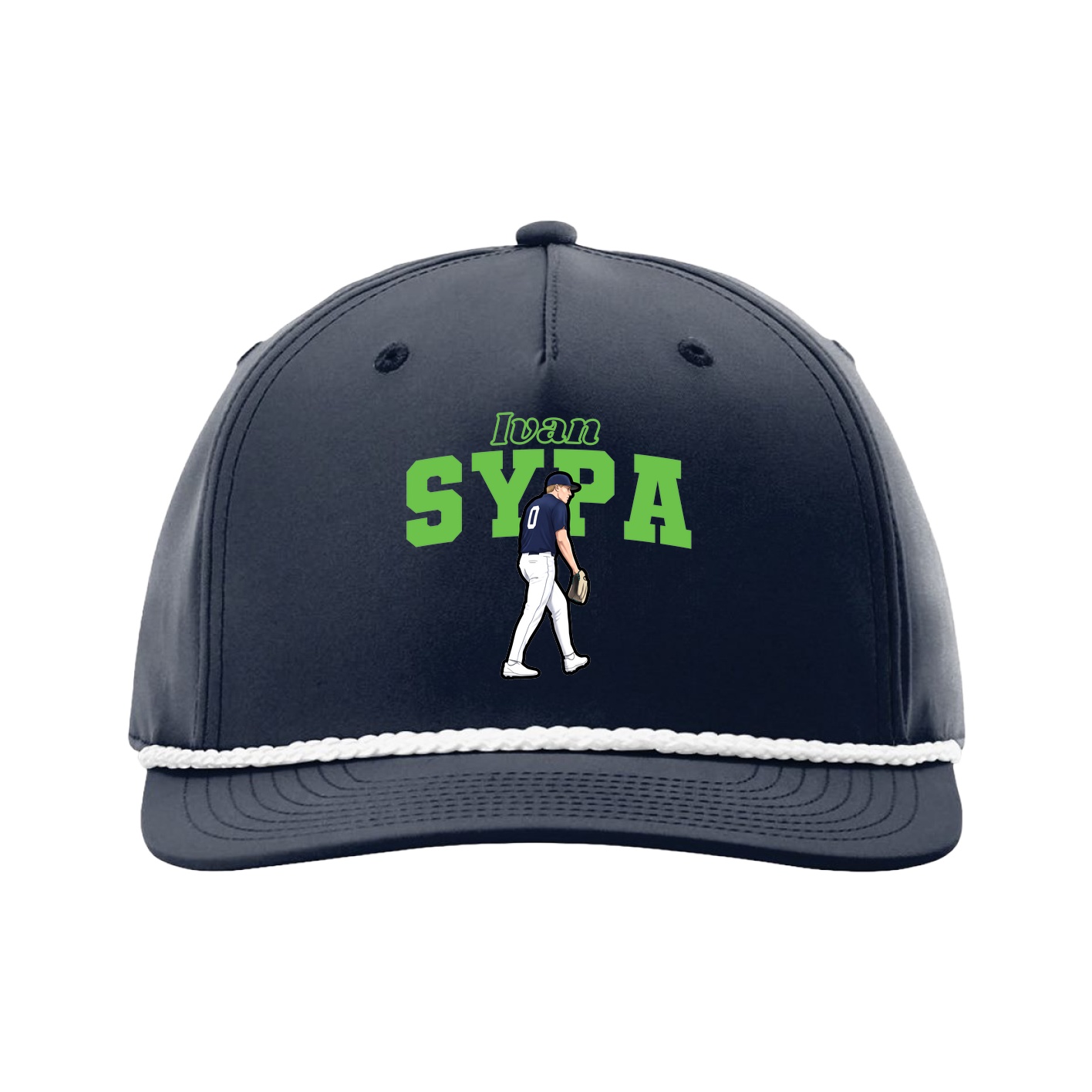 Five-Panel Classic Rope Cap — Name Arch in Navy