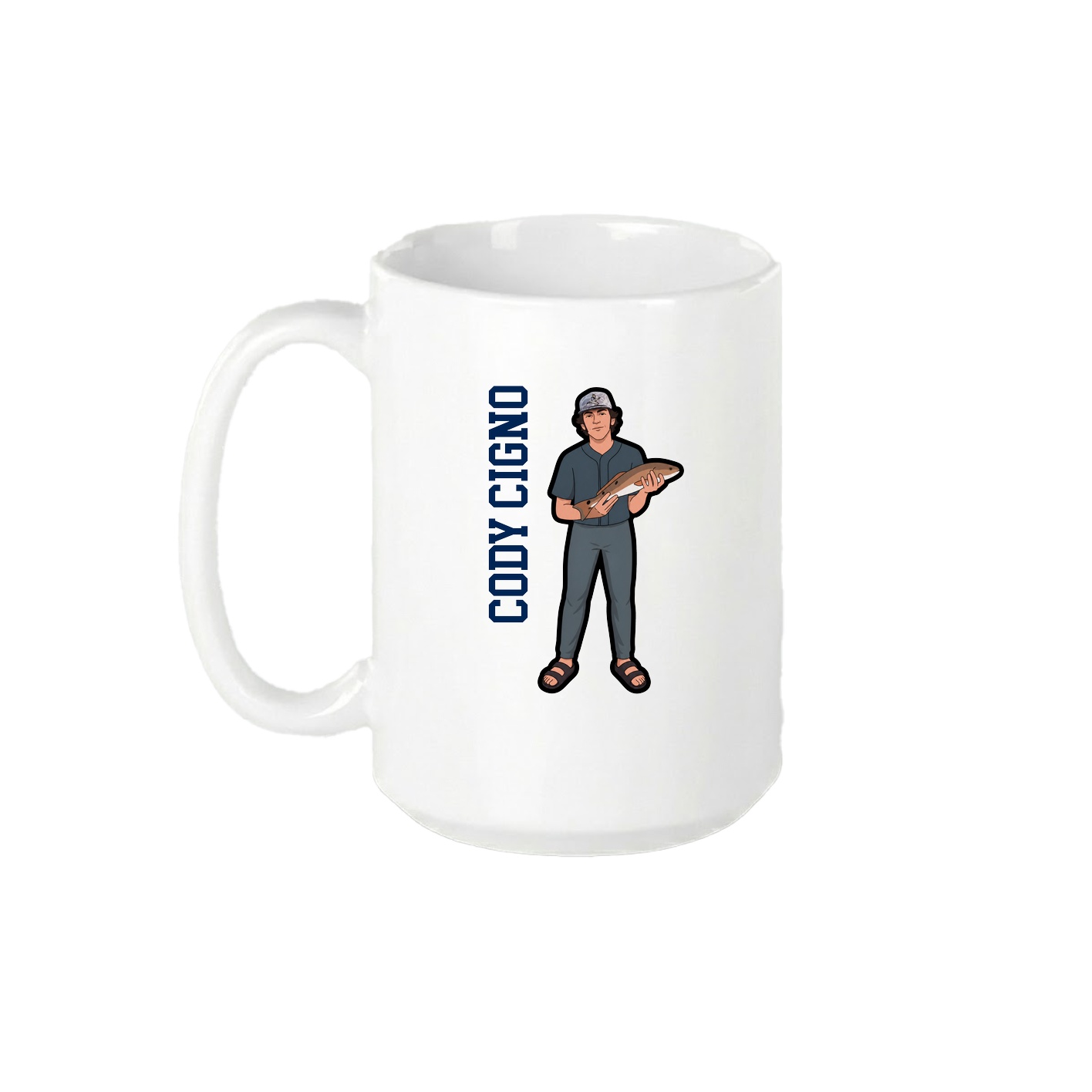 15oz Coffee Mug — Name Vertical in White